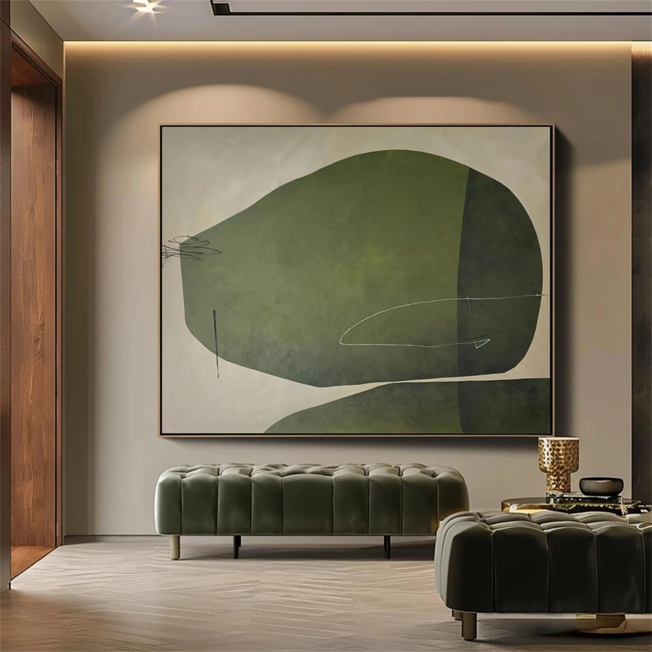 Green Textured Minimalist Wall Art #GT020