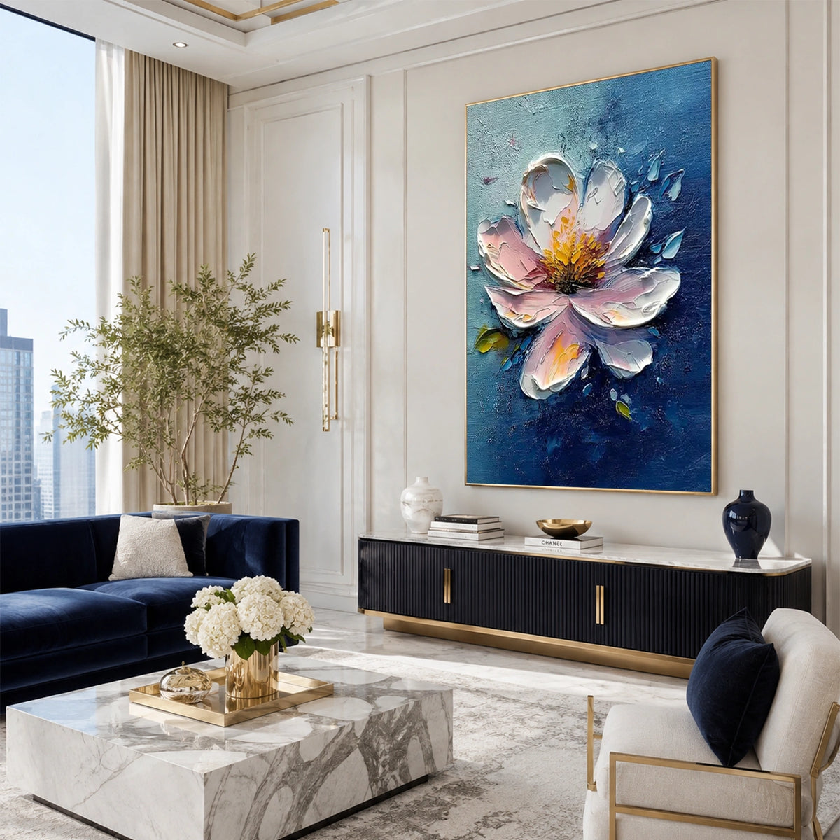 Tree And Flower Abstract Textured Wall Art #TF230