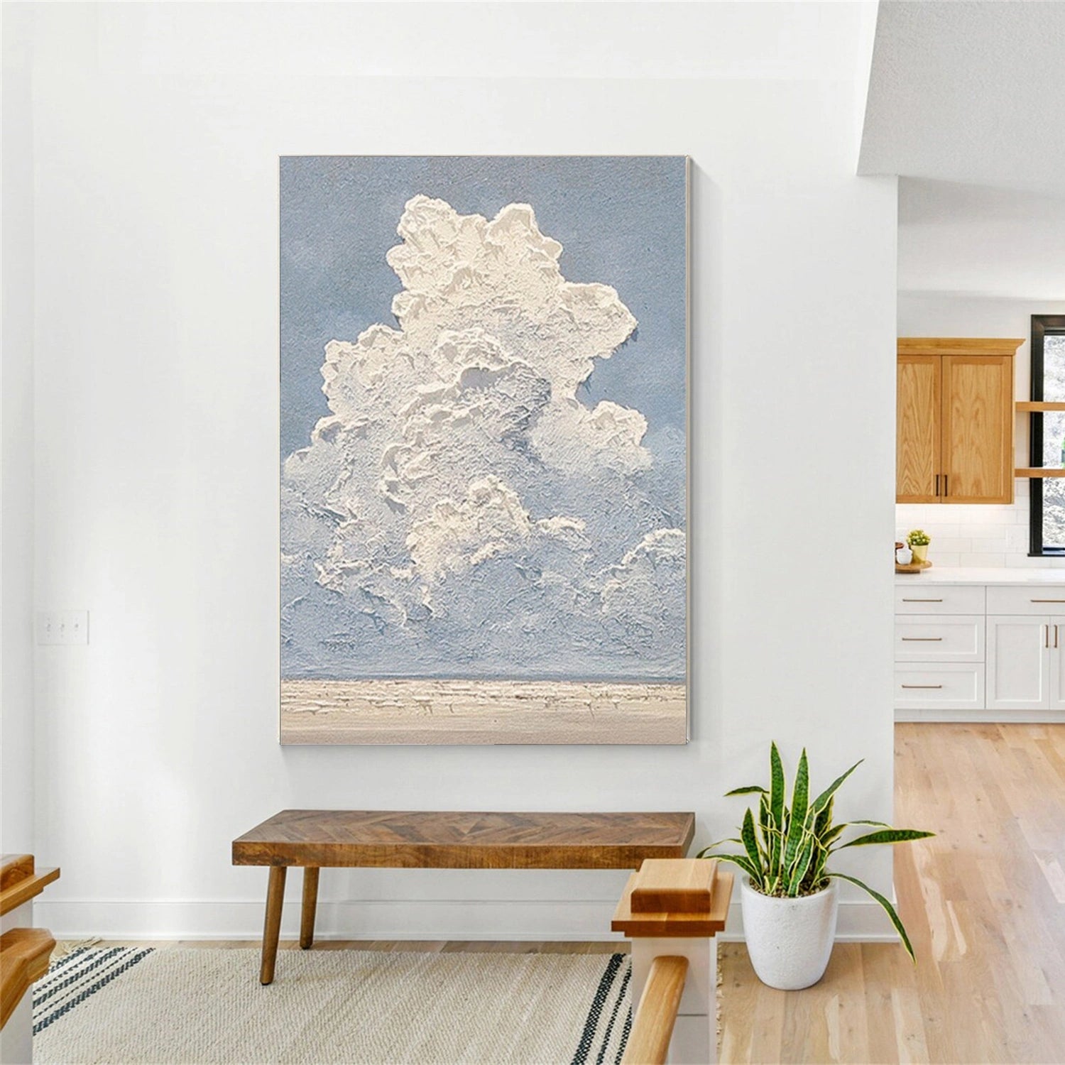 Sky And Ocean Abstract Textured Wall Art #SO342