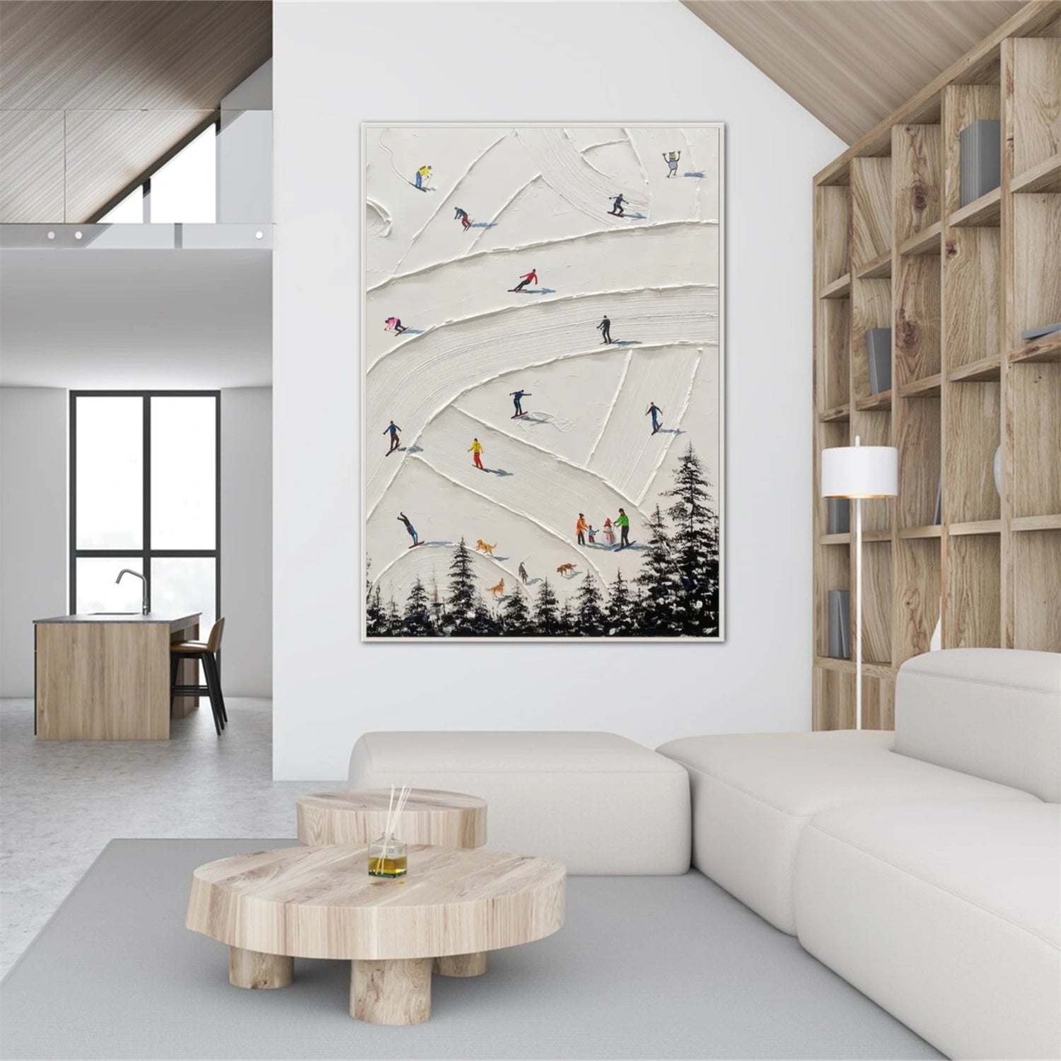 Skiing Sport Textured Wall Art #BA024