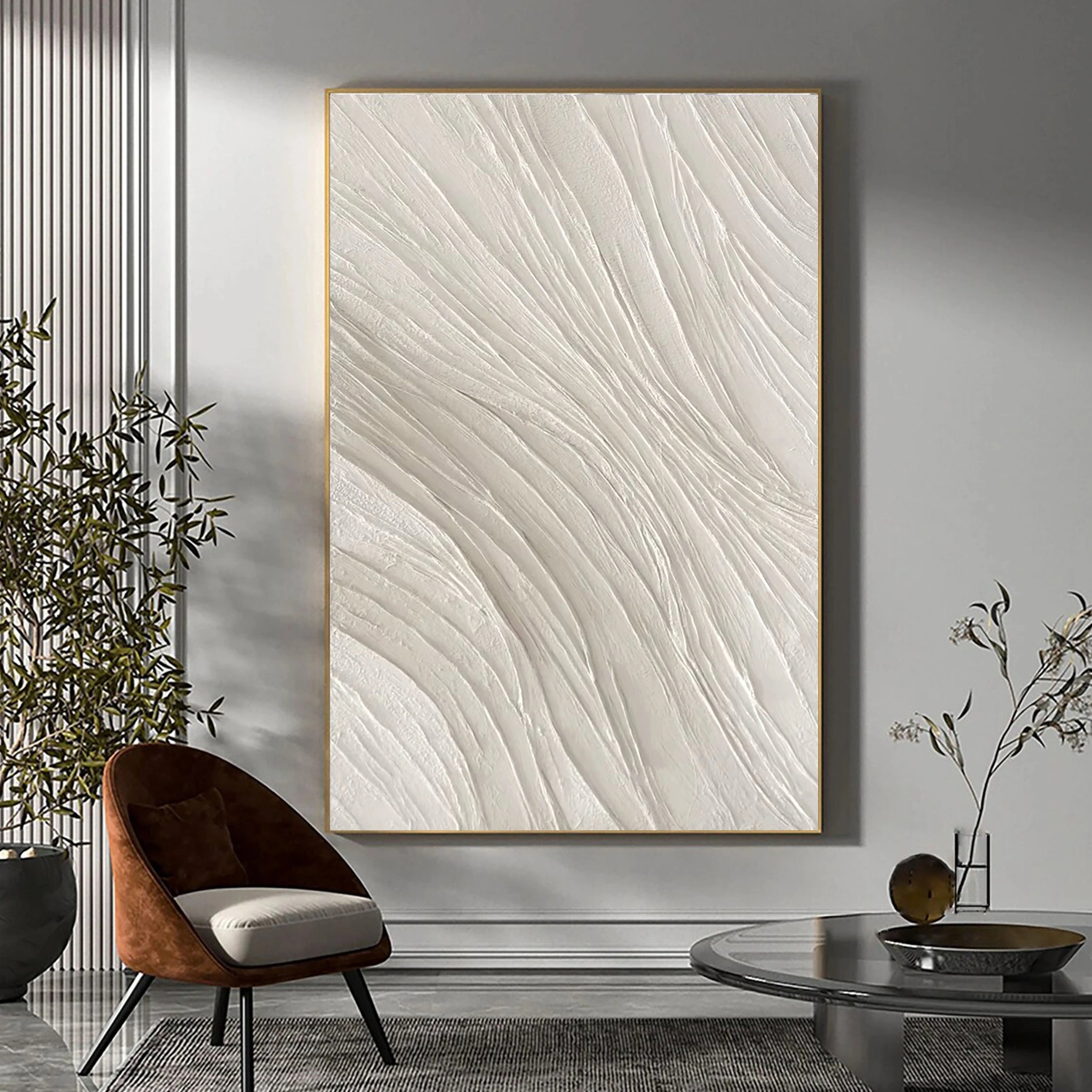 White Textured Minimalist Wall Art #WT069