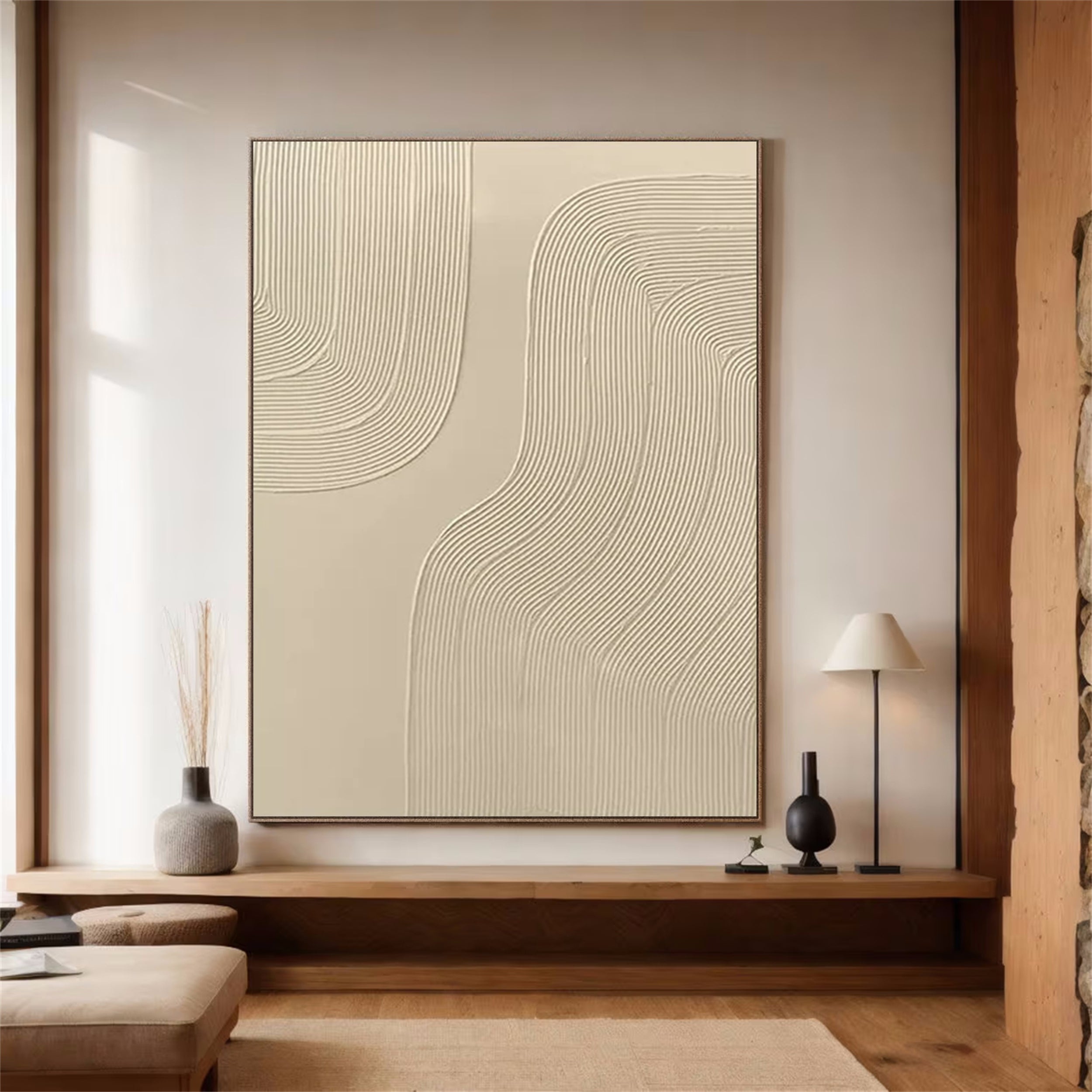 Beige & Brown Textured Minimalist Wall Art #BM008