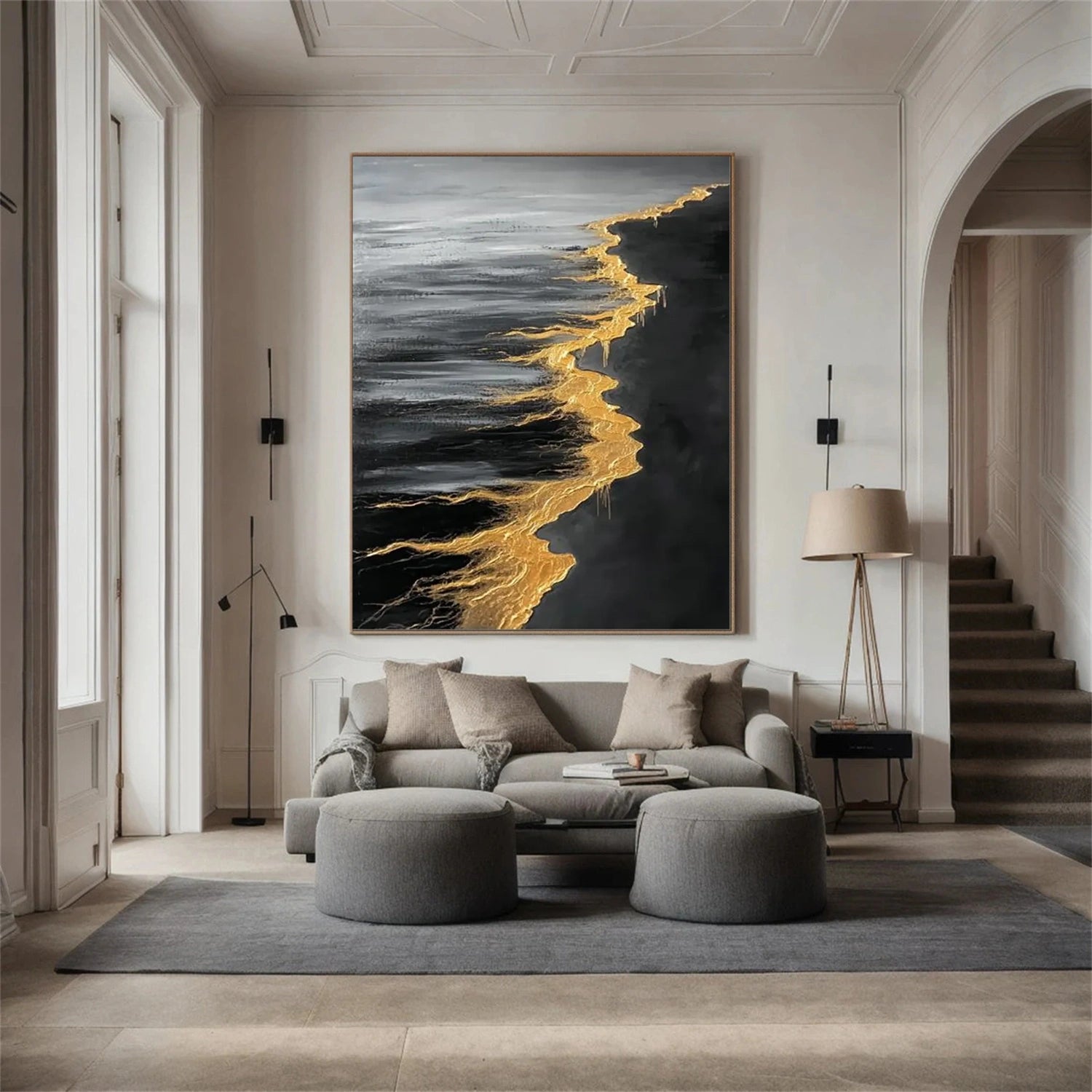 Sky And Ocean Abstract Textured Wall Art #SO263