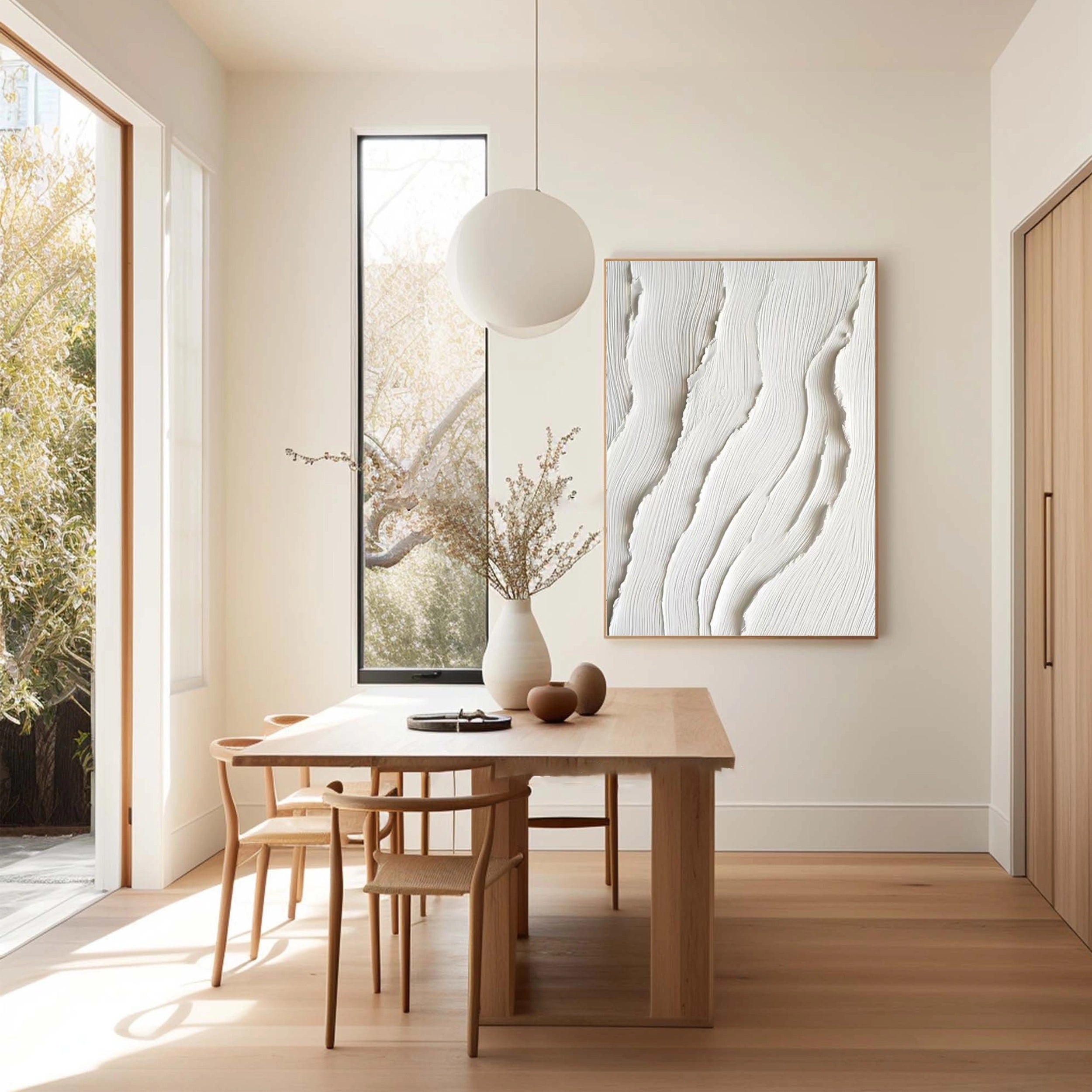 White Textured Minimalist Wall Art #WT084