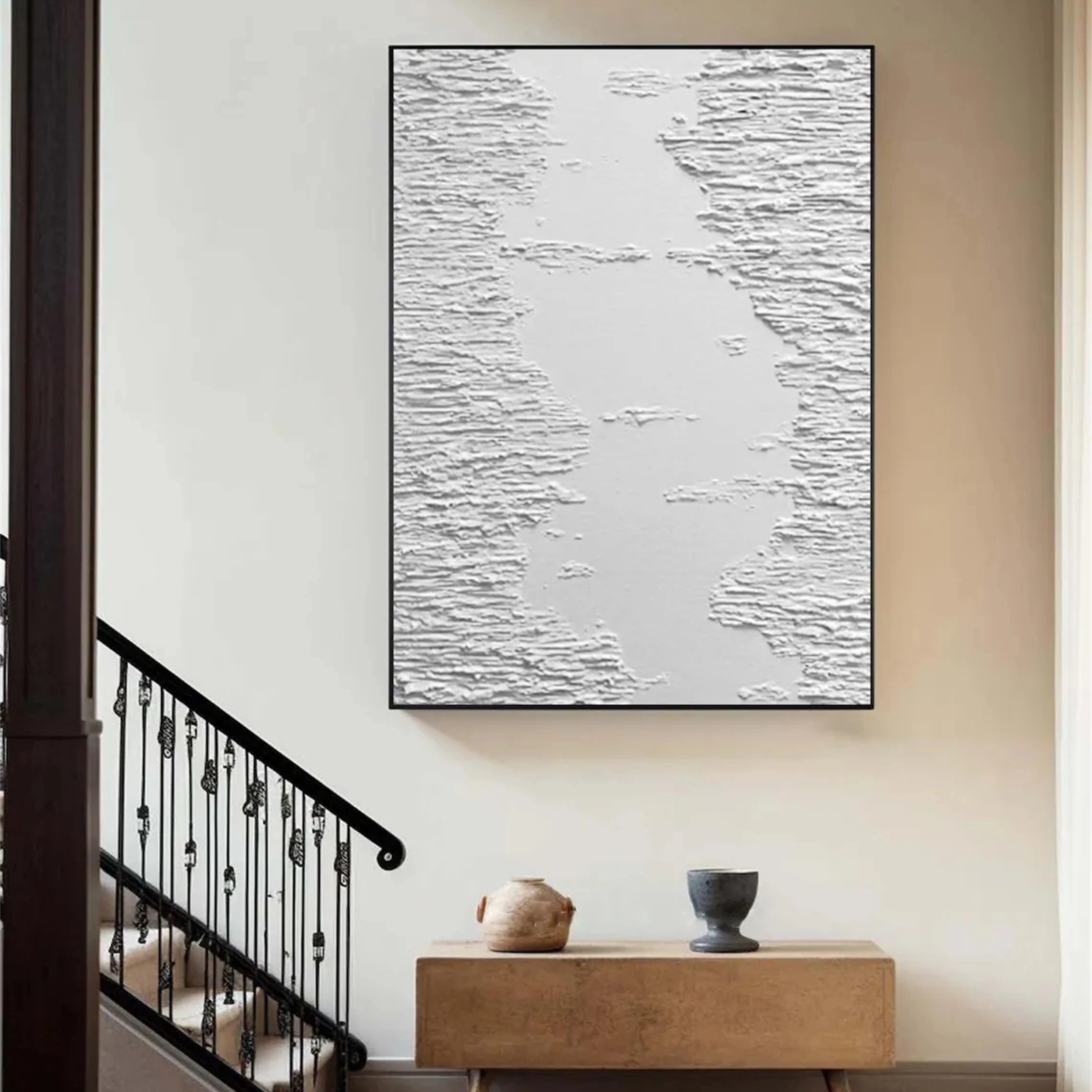 White Textured Minimalist Wall Art #WT086