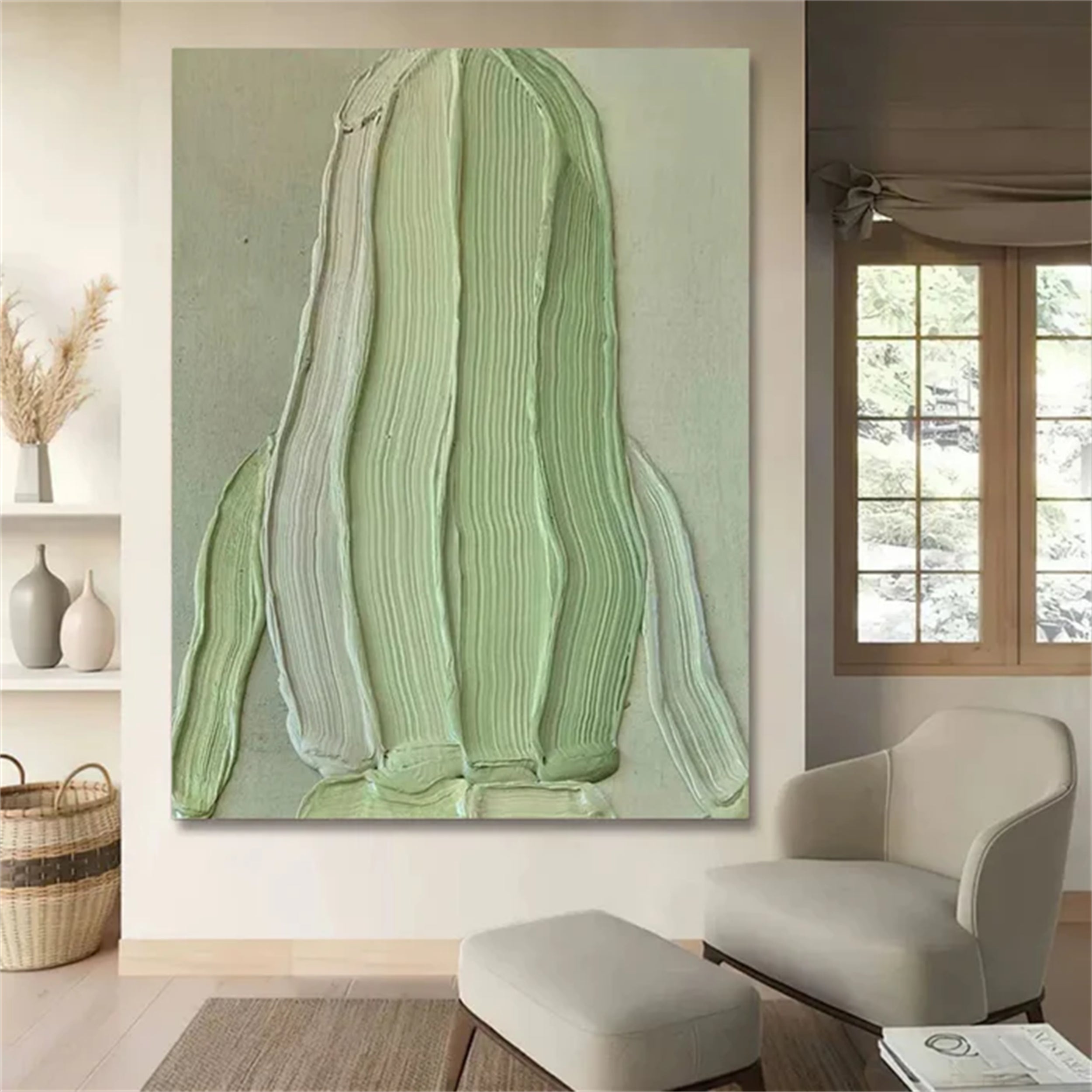 Green Textured Minimalist Wall Art #GT017