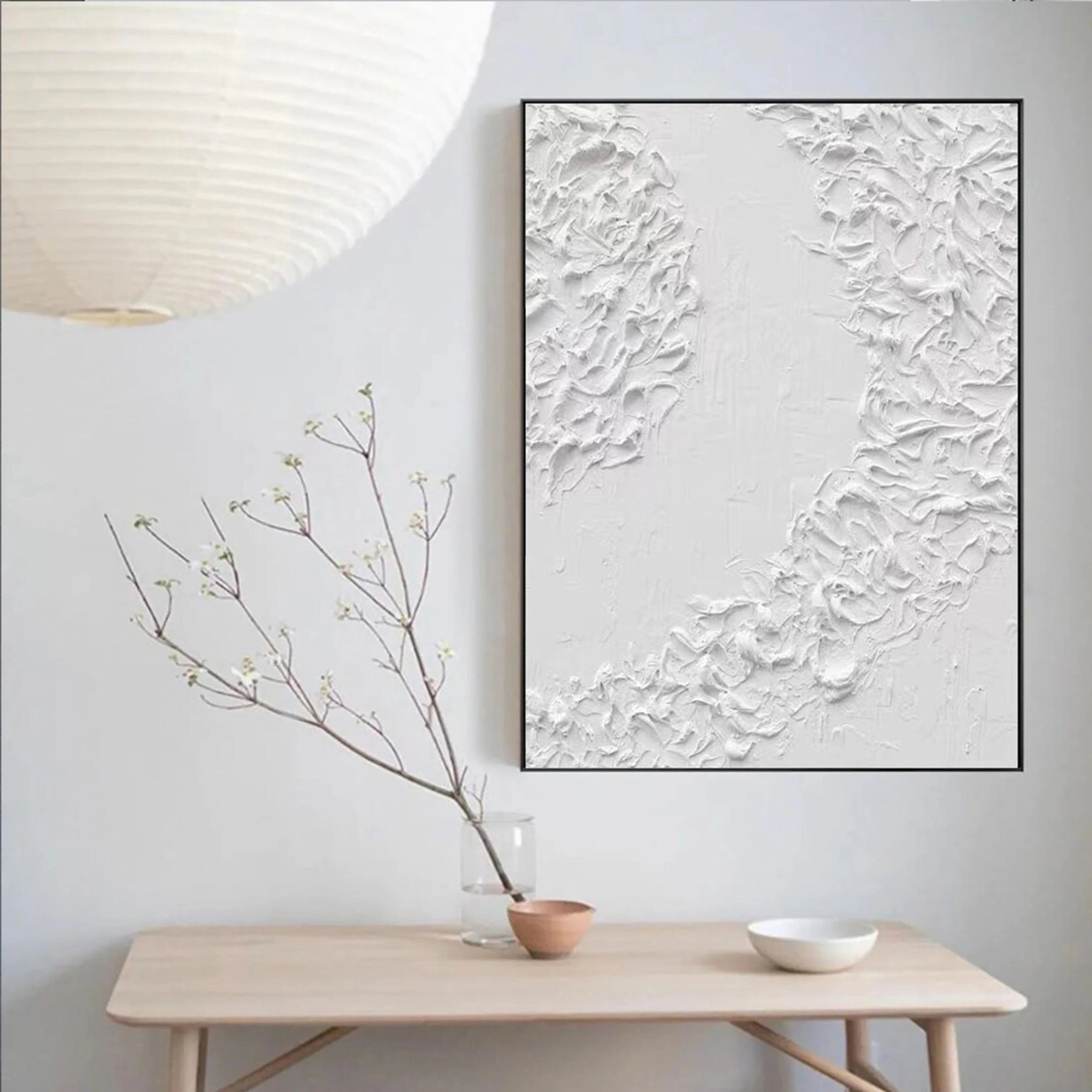 White Textured Minimalist Wall Art #WT057