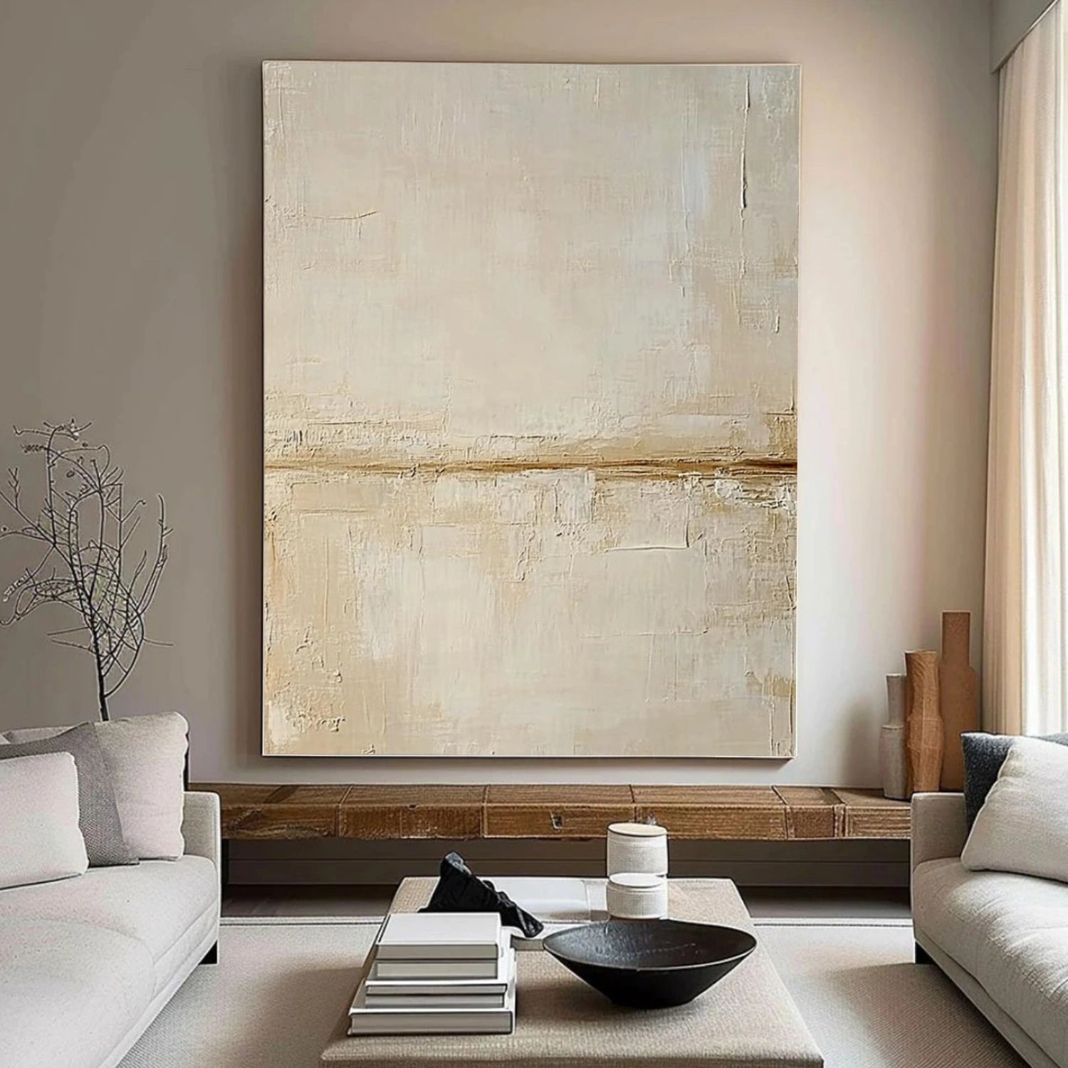 Beige and Brown Wabi Sabi Abstract Canvas Art #WA218