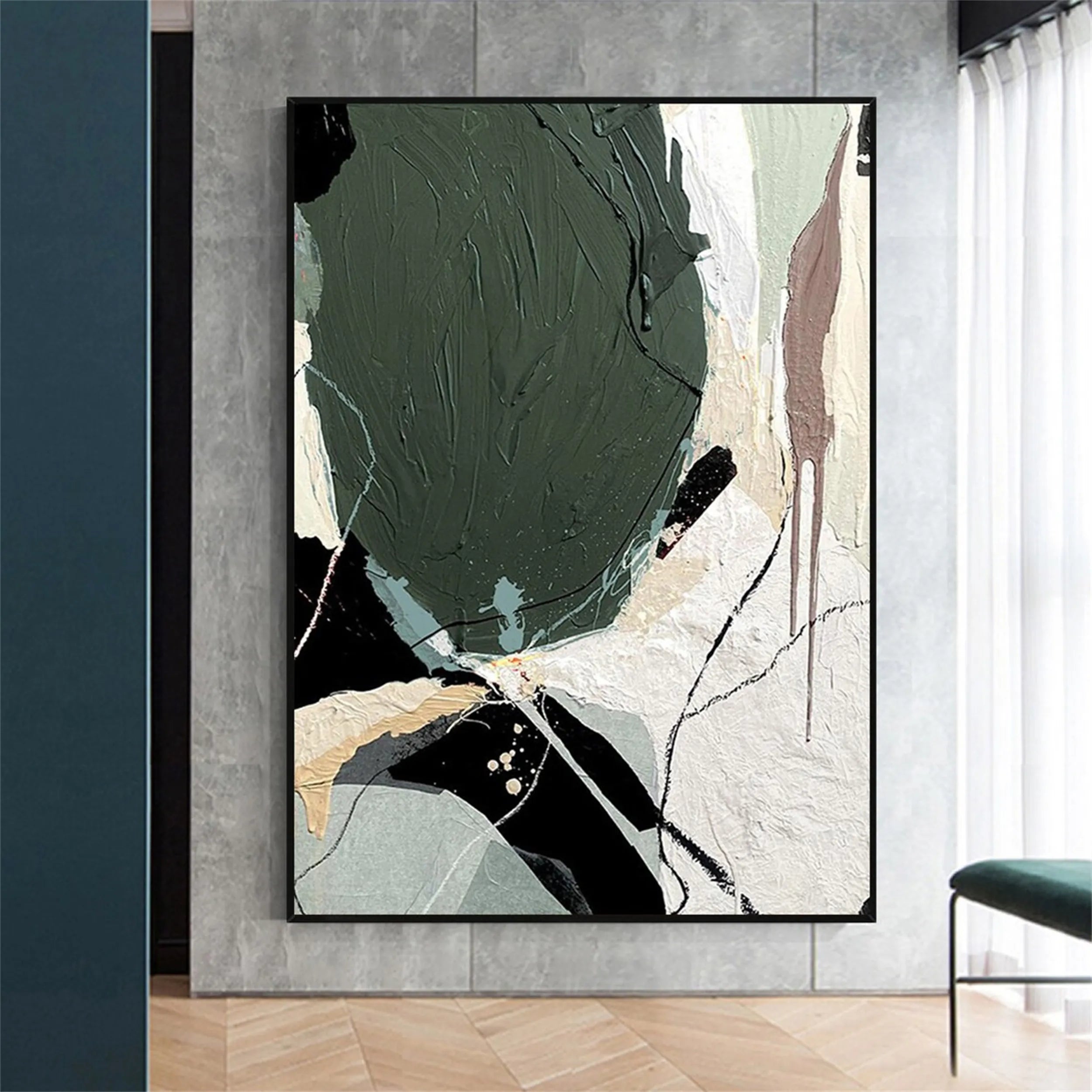 Green Textured Minimalist Wall Art #GT006