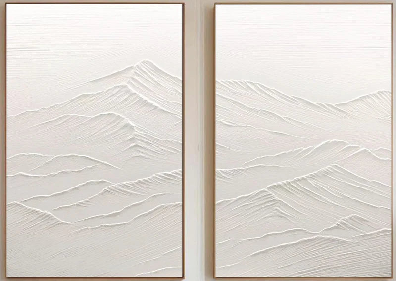 White Textured Minimalist Wall Art Set of 2 #WT003