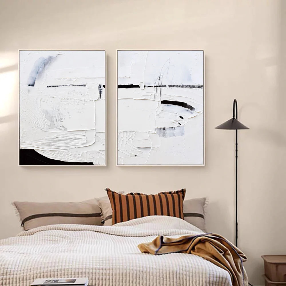 White Textured Minimalist Wall Art Set of 2 #WT033