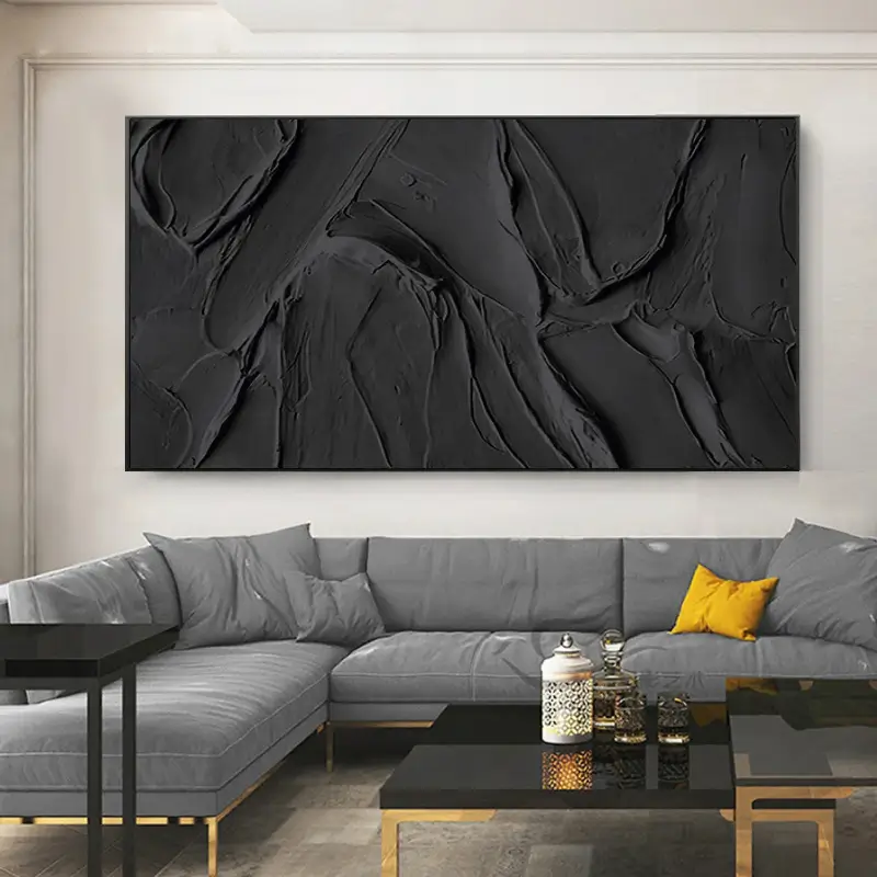 Black Textured Minimalist Wall Art #BT003