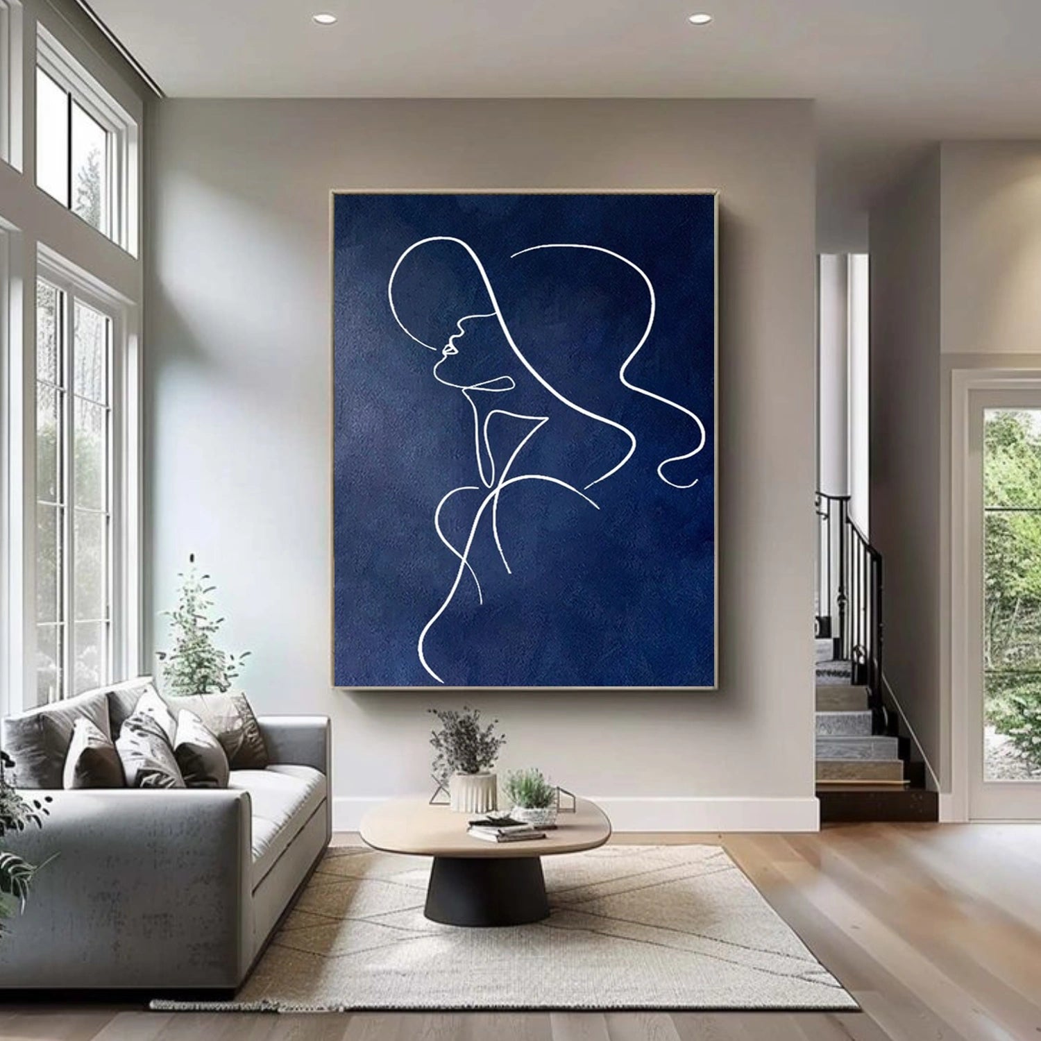 Blue Abstract Portrait Wall Art #WP017