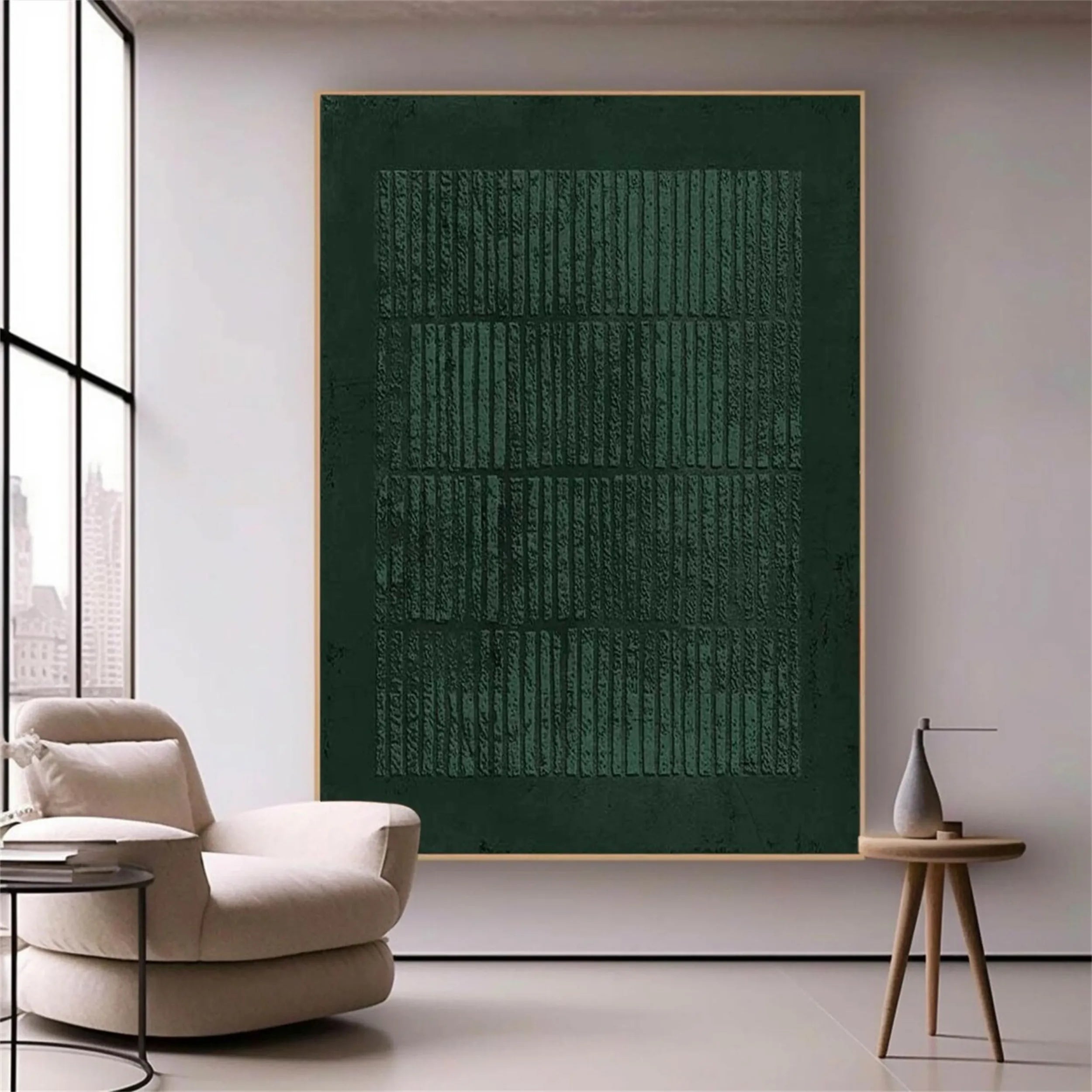 Green Textured Minimalist Wall Art #GT013