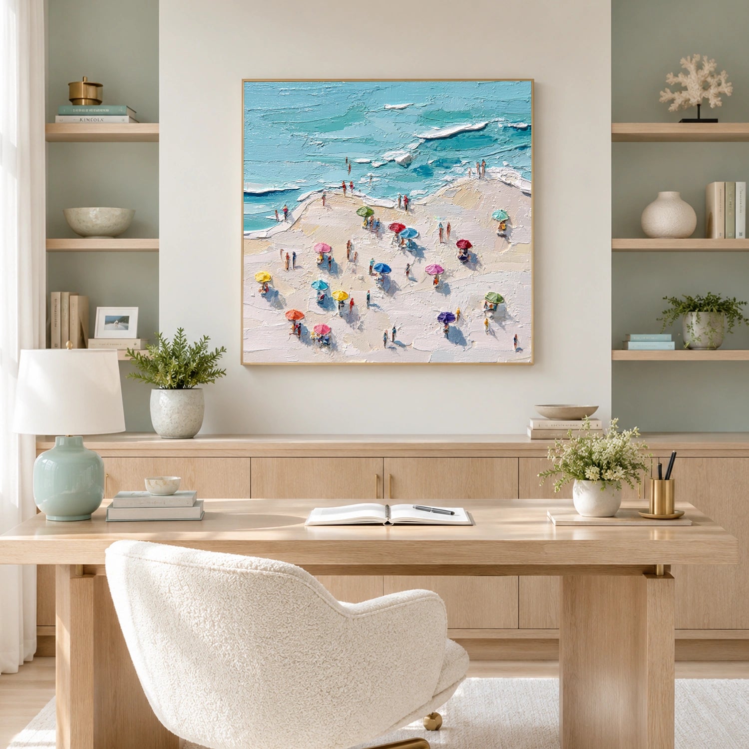 Sky And Ocean Abstract Textured Wall Art #SO424