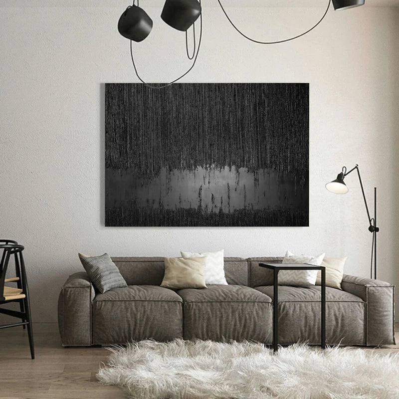 Black Textured Minimalist Wall Art #BT025