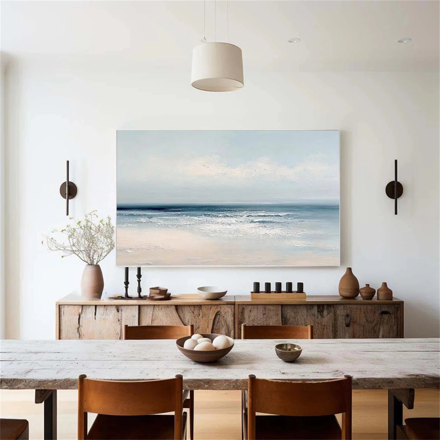 Sky And Ocean Abstract Textured Wall Art #SO383