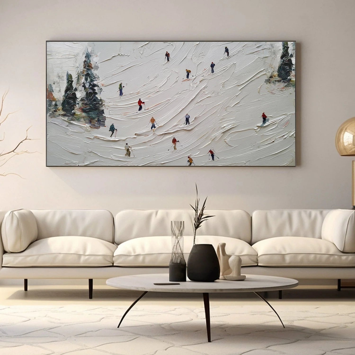 Skiing Sport Textured Wall Art #BA046