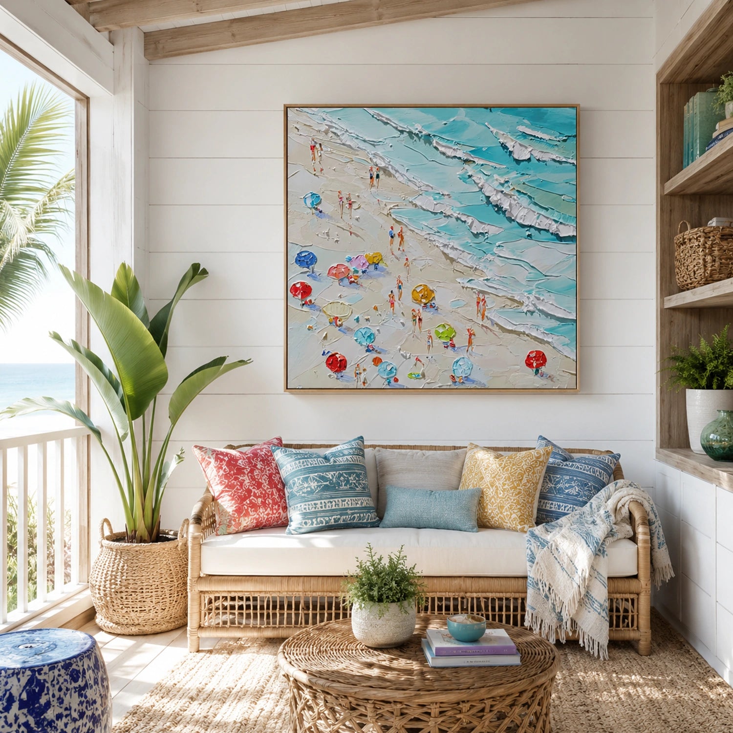 Sky And Ocean Abstract Textured Wall Art #SO428