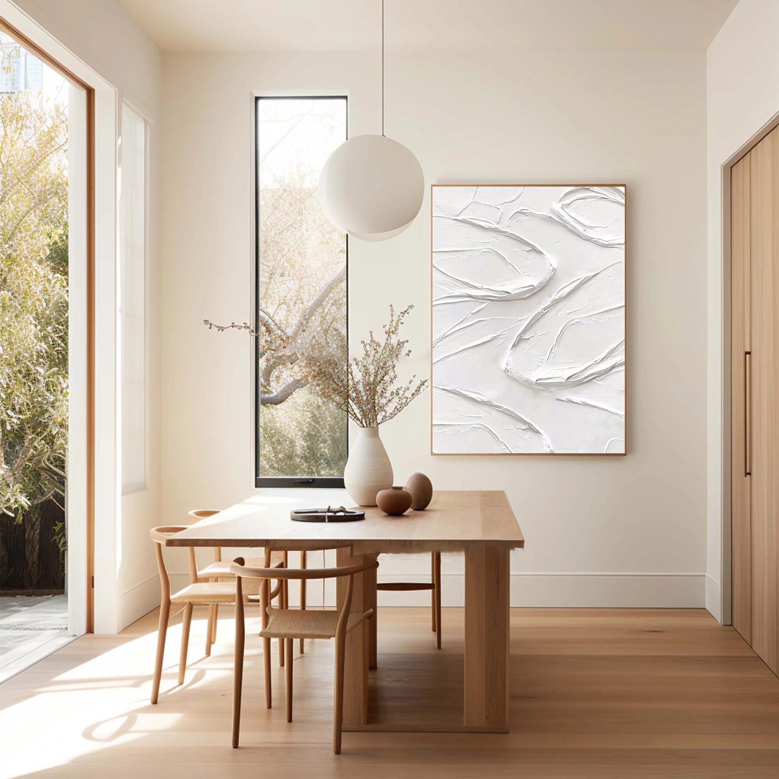 White Textured Minimalist Wall Art #WT067