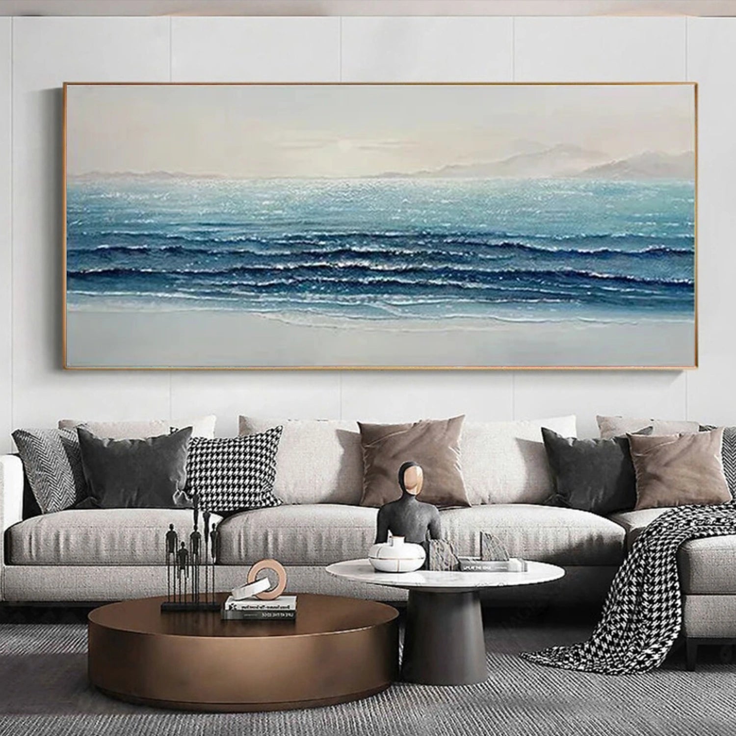 Sky And Ocean Abstract Textured Wall Art #SO364