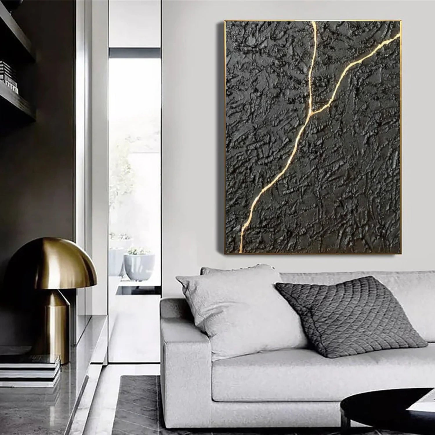 Black Minimalist Textured Canvas Art #BT085