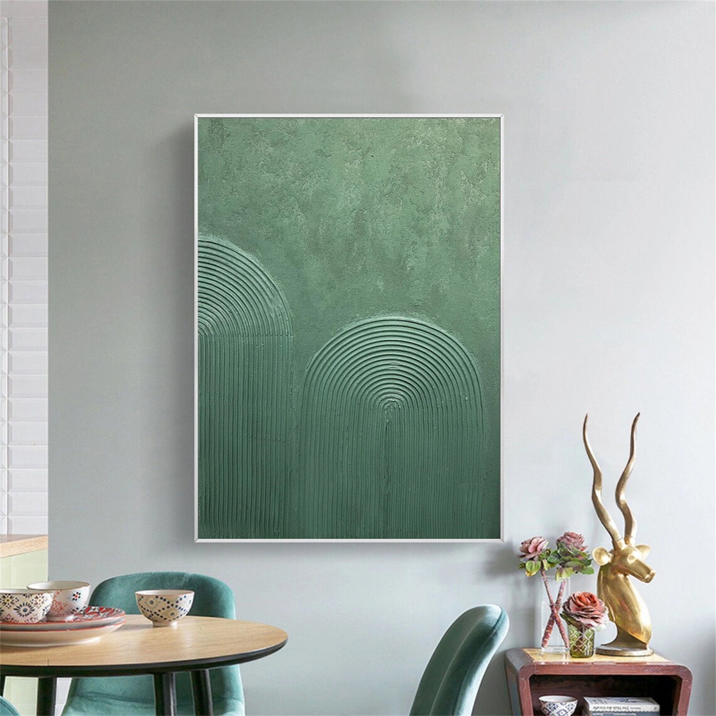 Green Textured Minimalist Wall Art #GT003