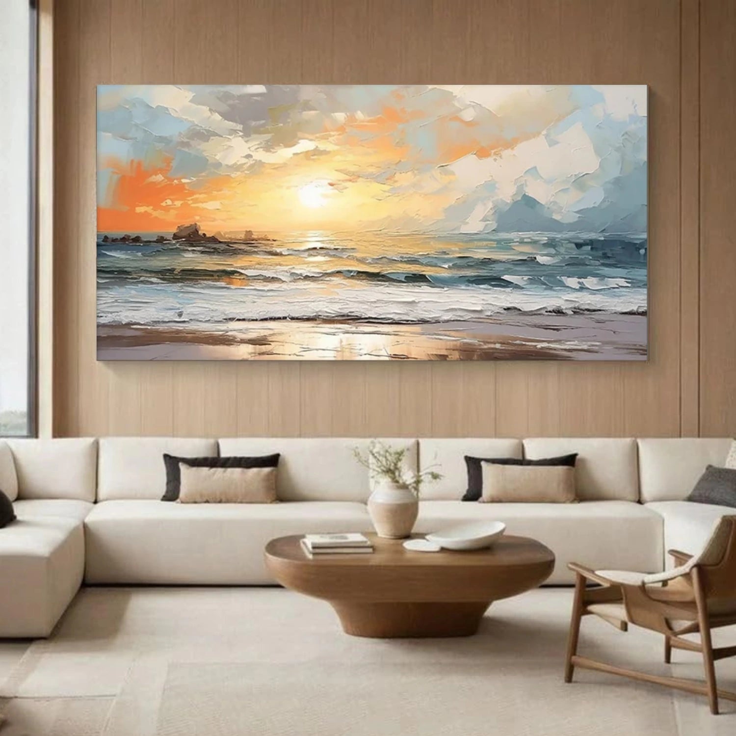 Sky And Ocean Abstract Textured Wall Art #SO335