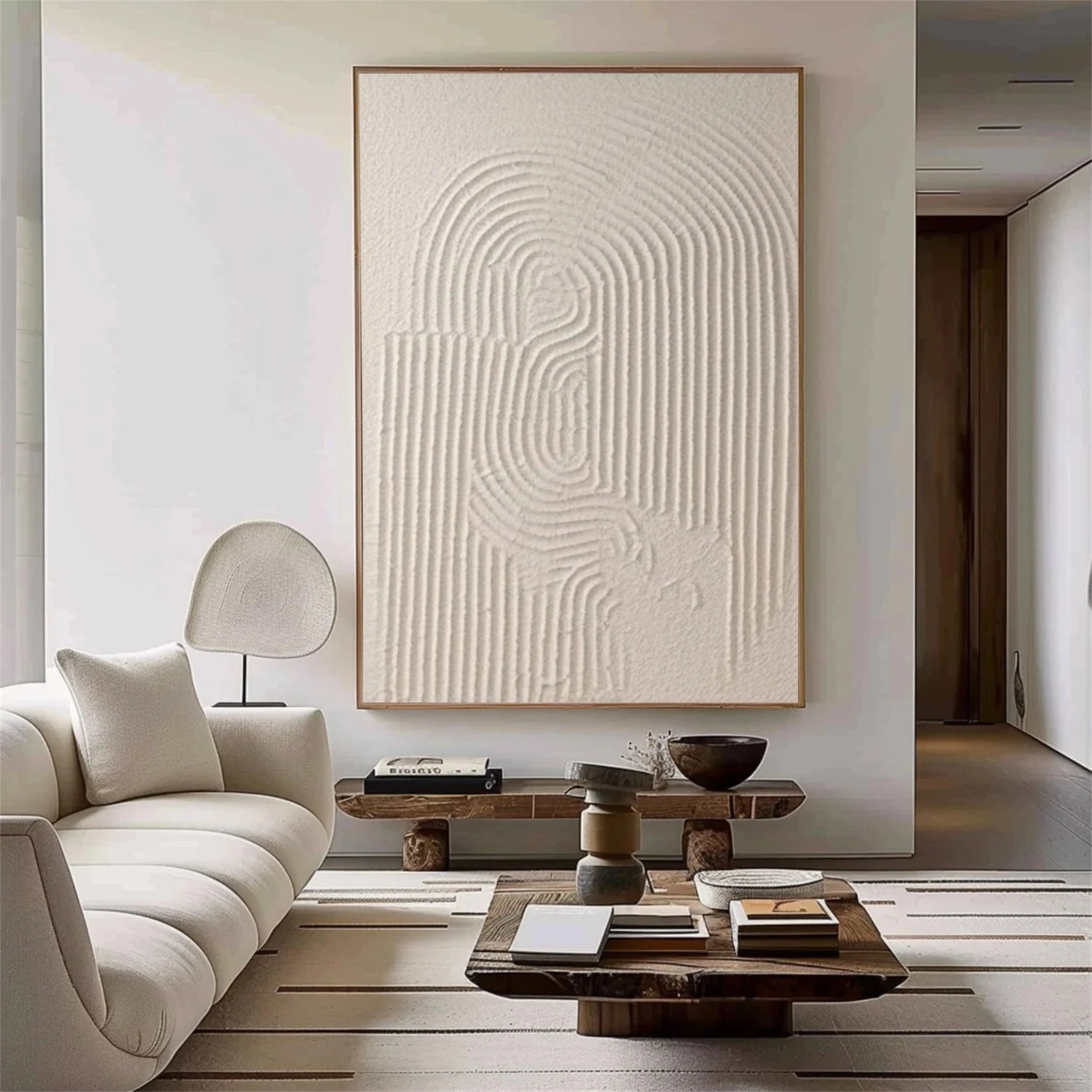 Beige & Brown Textured Minimalist Wall Art #BM026