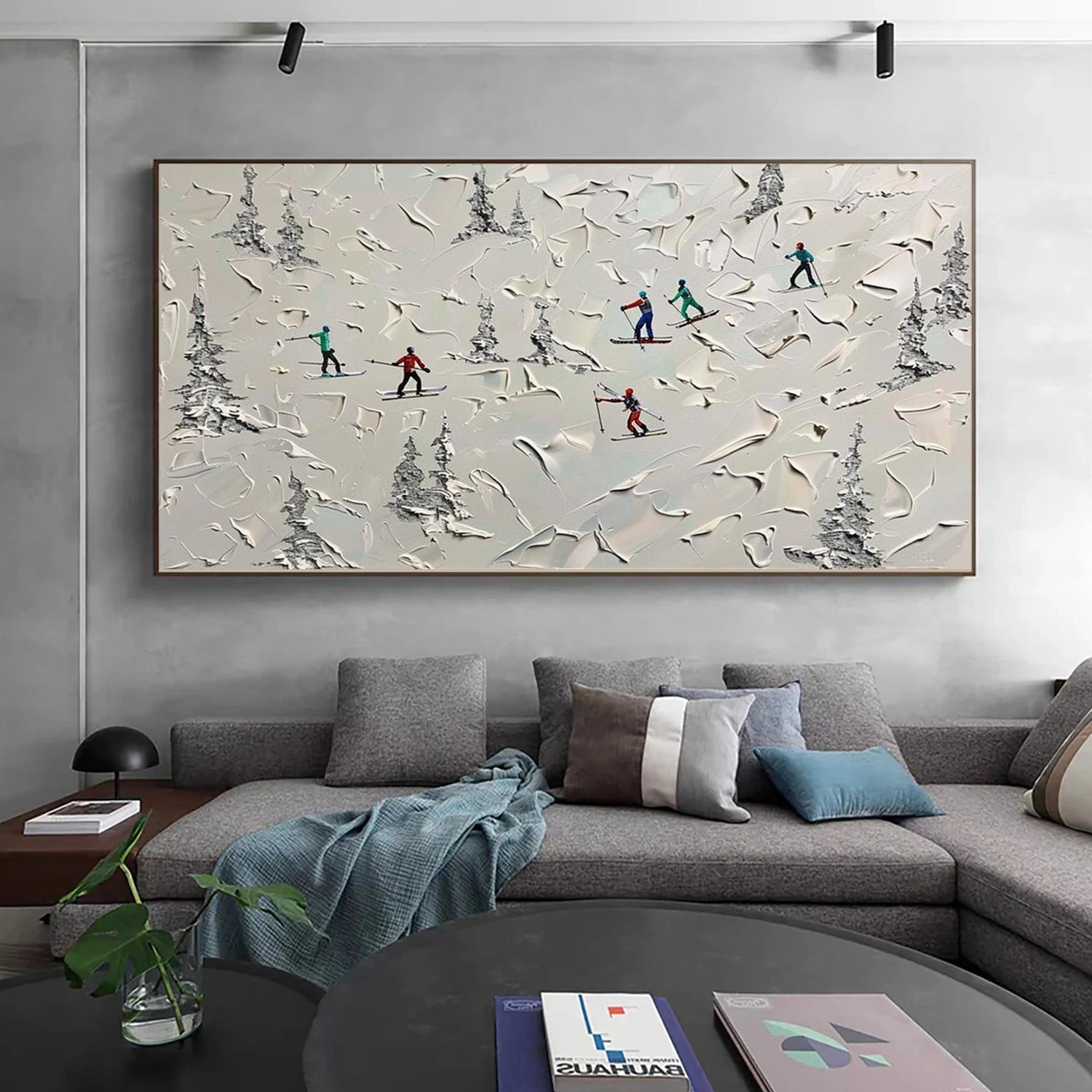 Skiing Sport Textured Wall Art #BA050