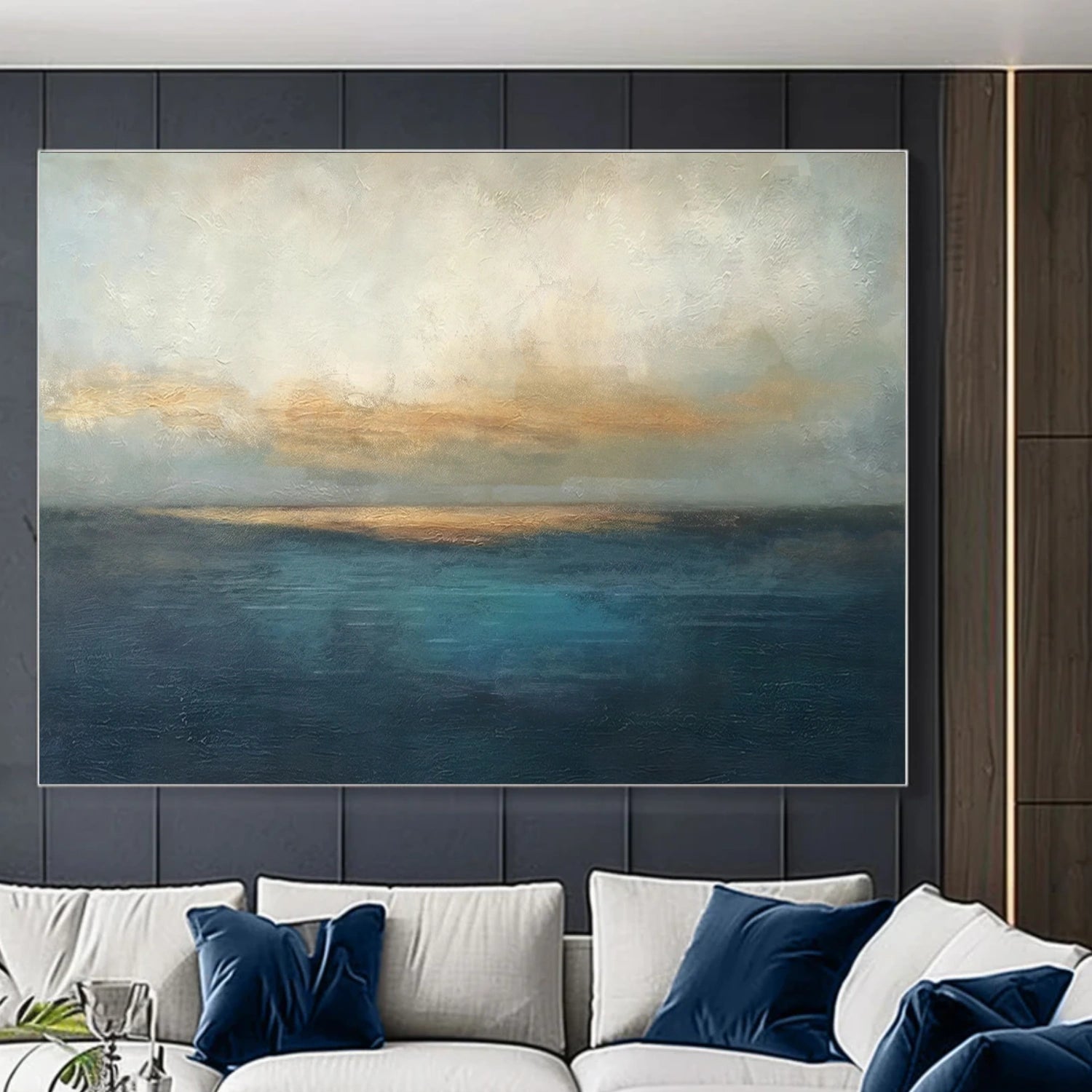 Blue and Gold Abstract Wall Art #AW196