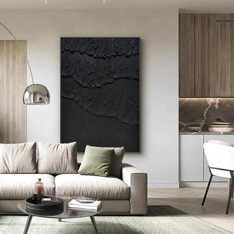 Black Textured Minimalist Wall Art #BT019