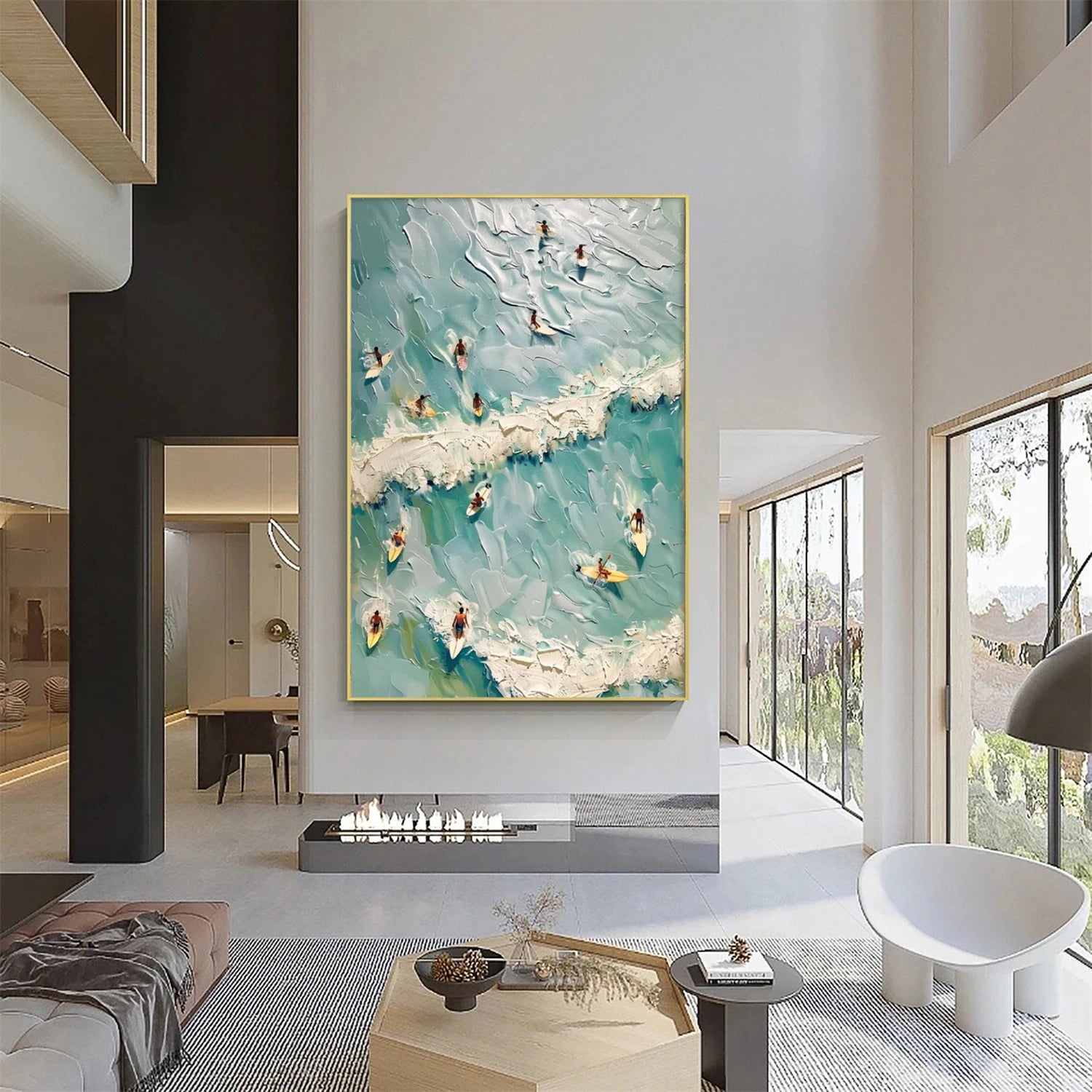 Surfing Sport Textured Wall Art #BA060