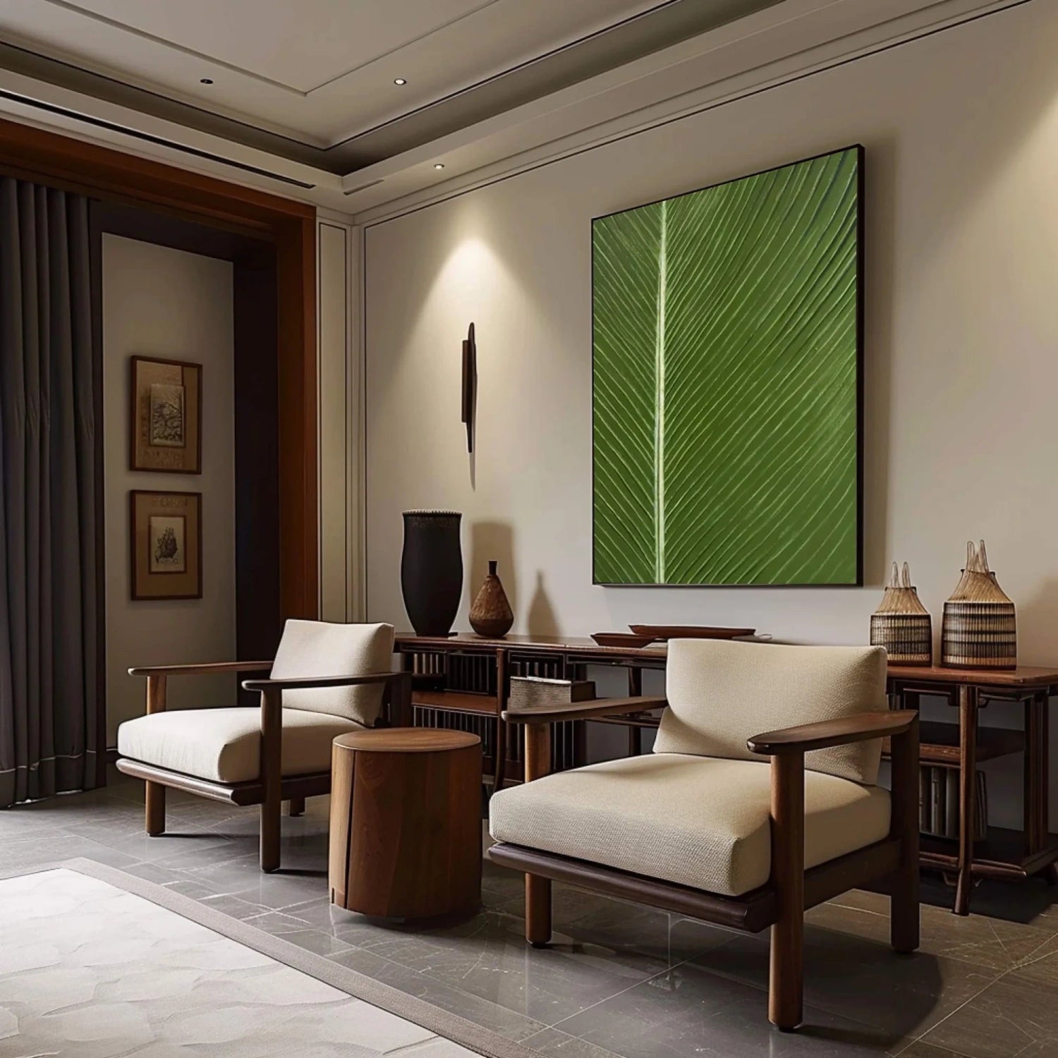 Green Textured Minimalist Wall Art #GT045