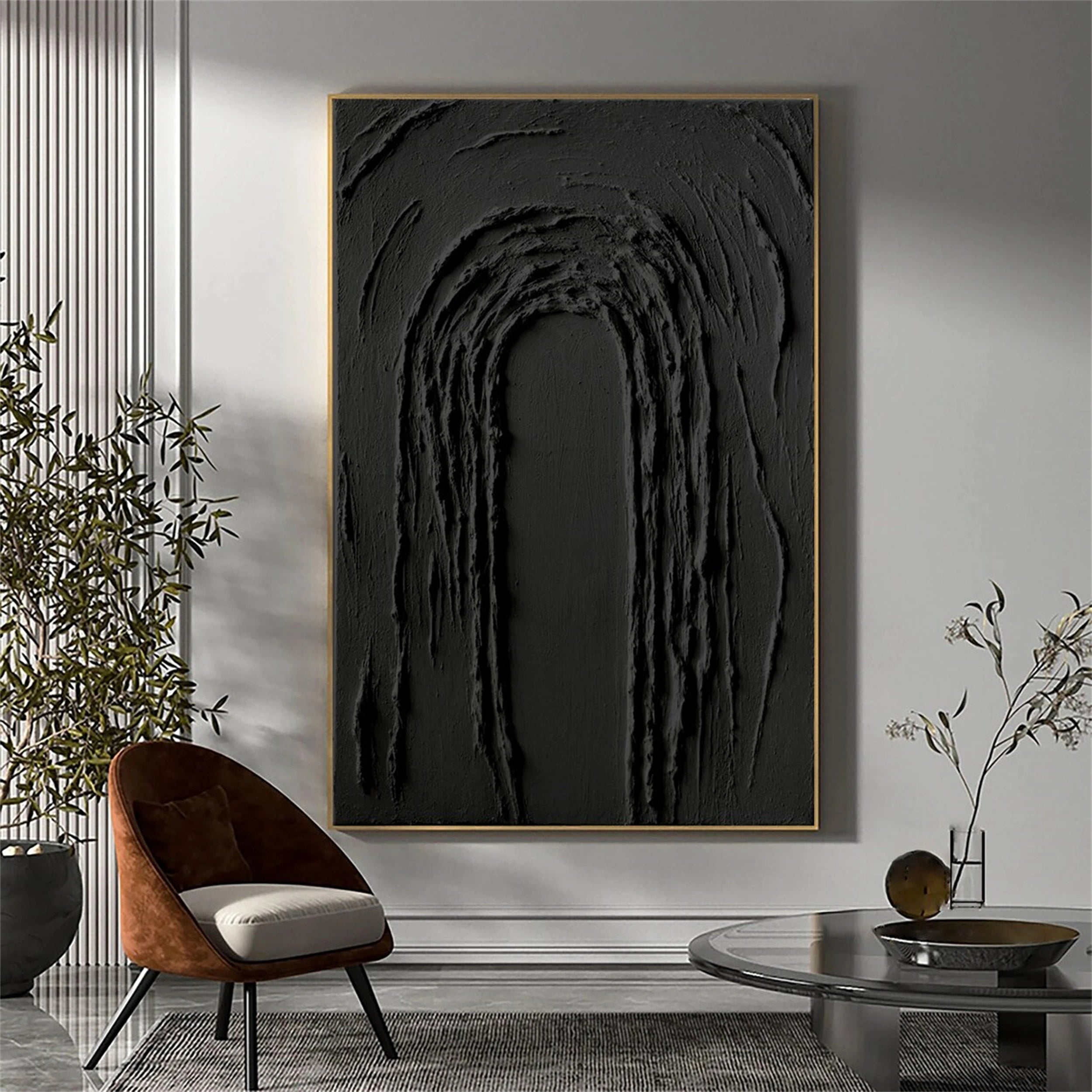 Black Textured Minimalist Wall Art #BT039