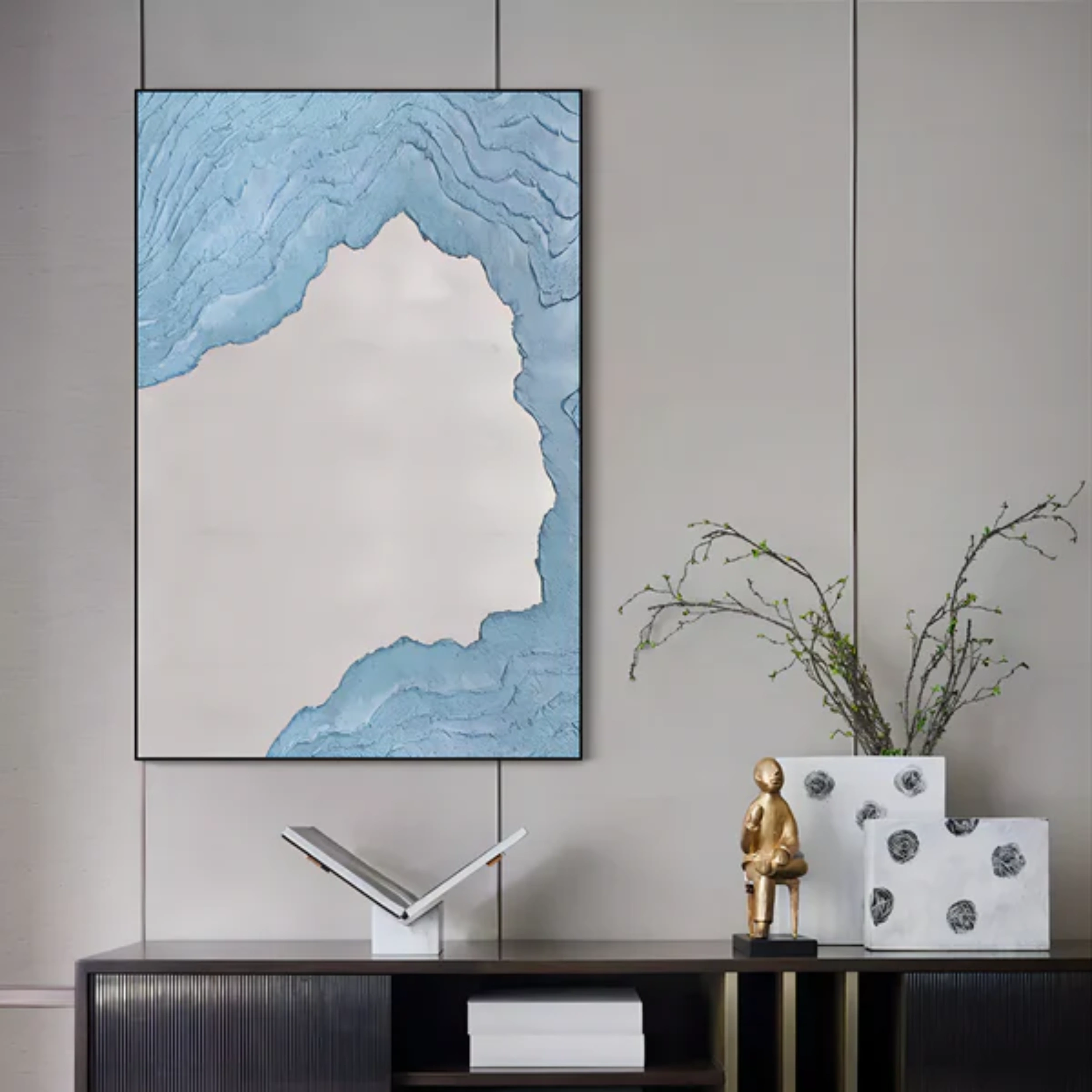 Blue Textured Minimalist Wall Art #BL019