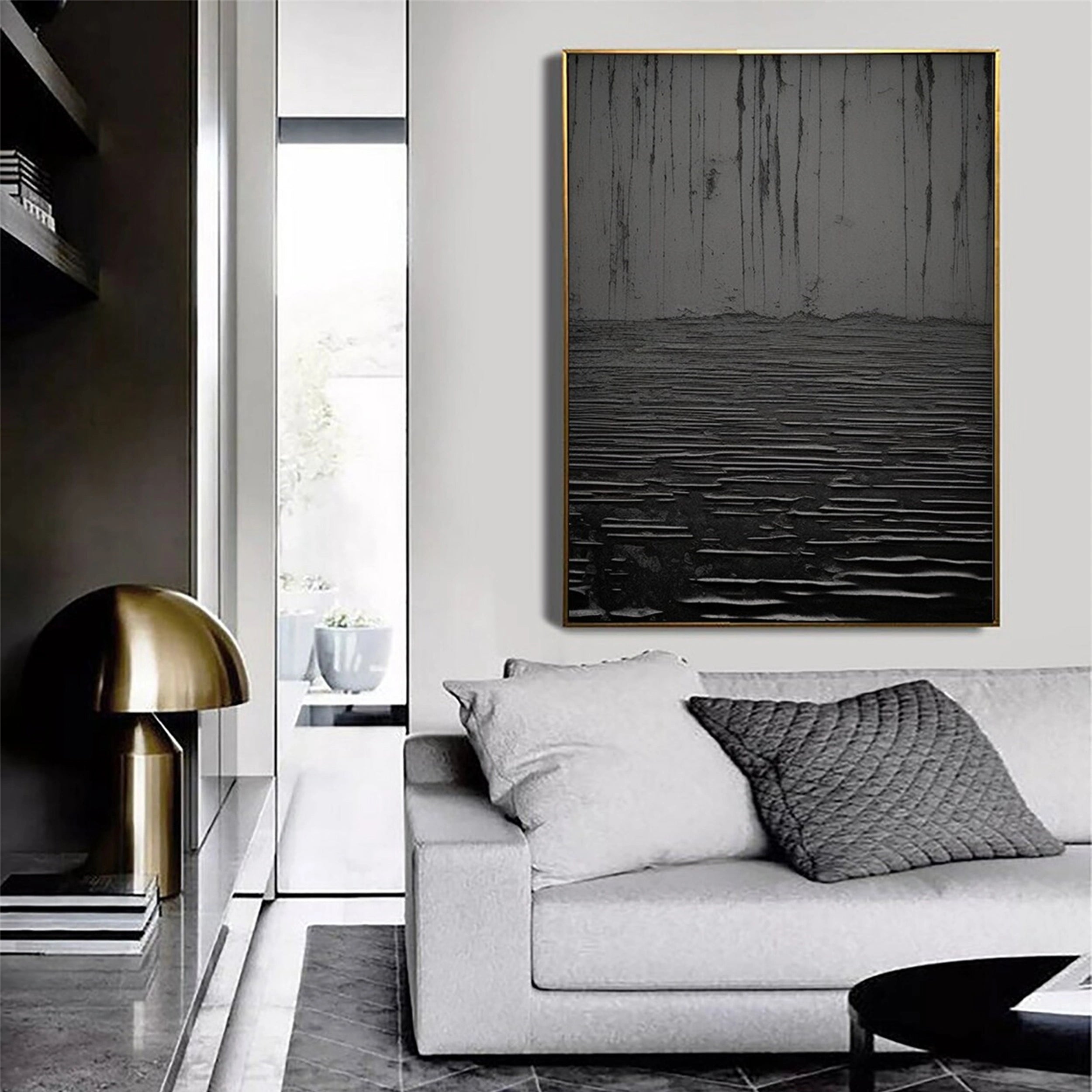Black Textured Minimalist Wall Art #BT041