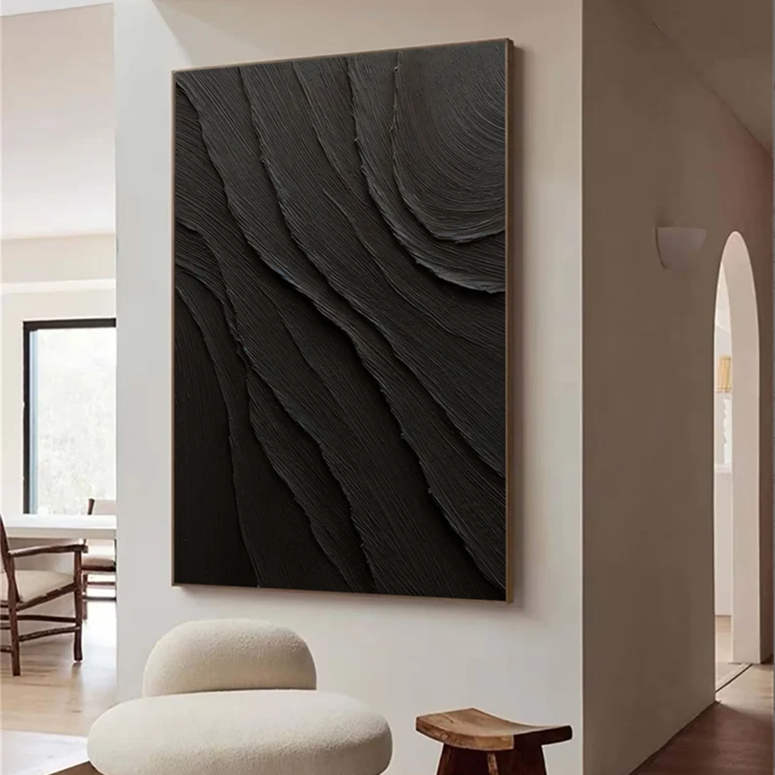 Black Textured Minimalist Wall Art #BT064
