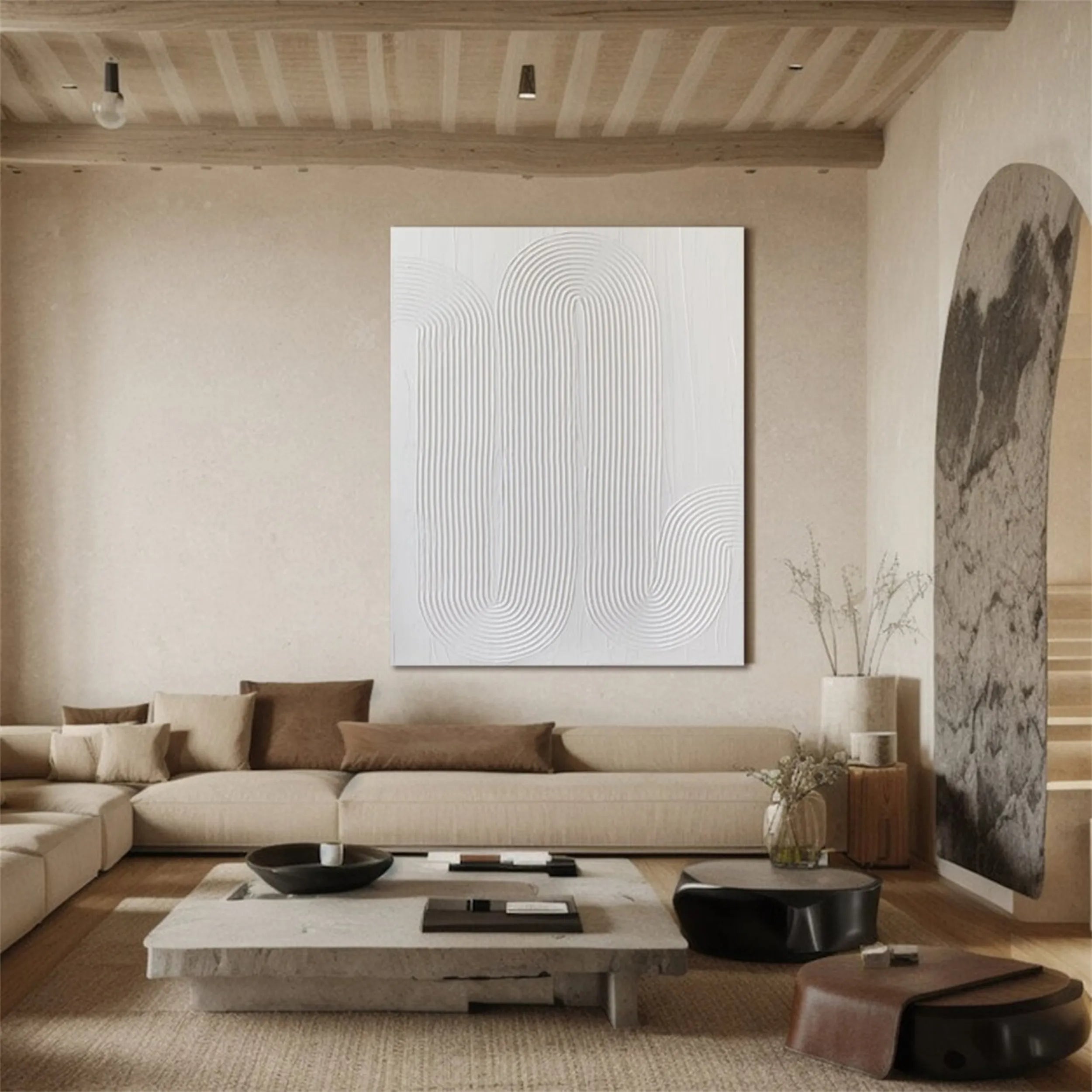 White Textured Minimalist Wall Art #WT110