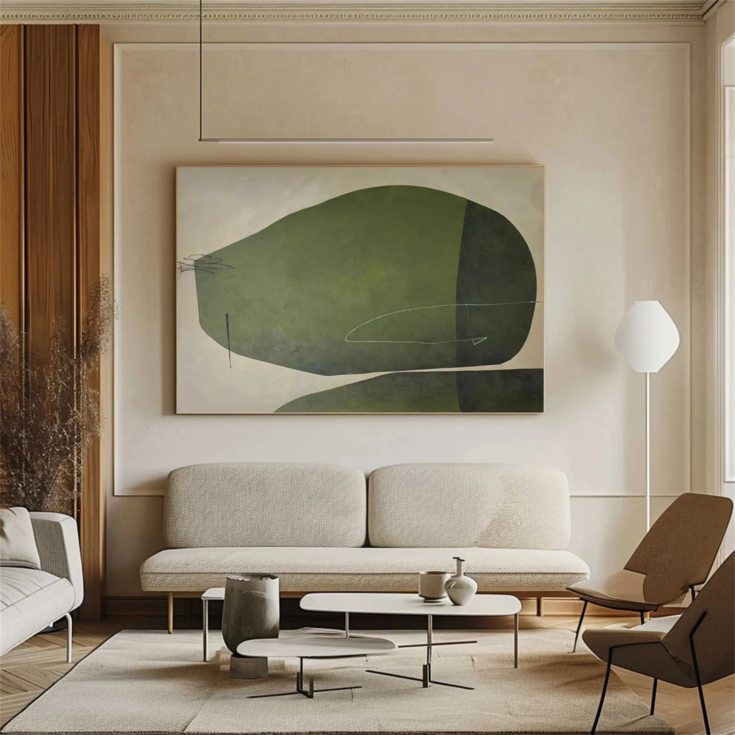 Green Textured Minimalist Wall Art #GT020