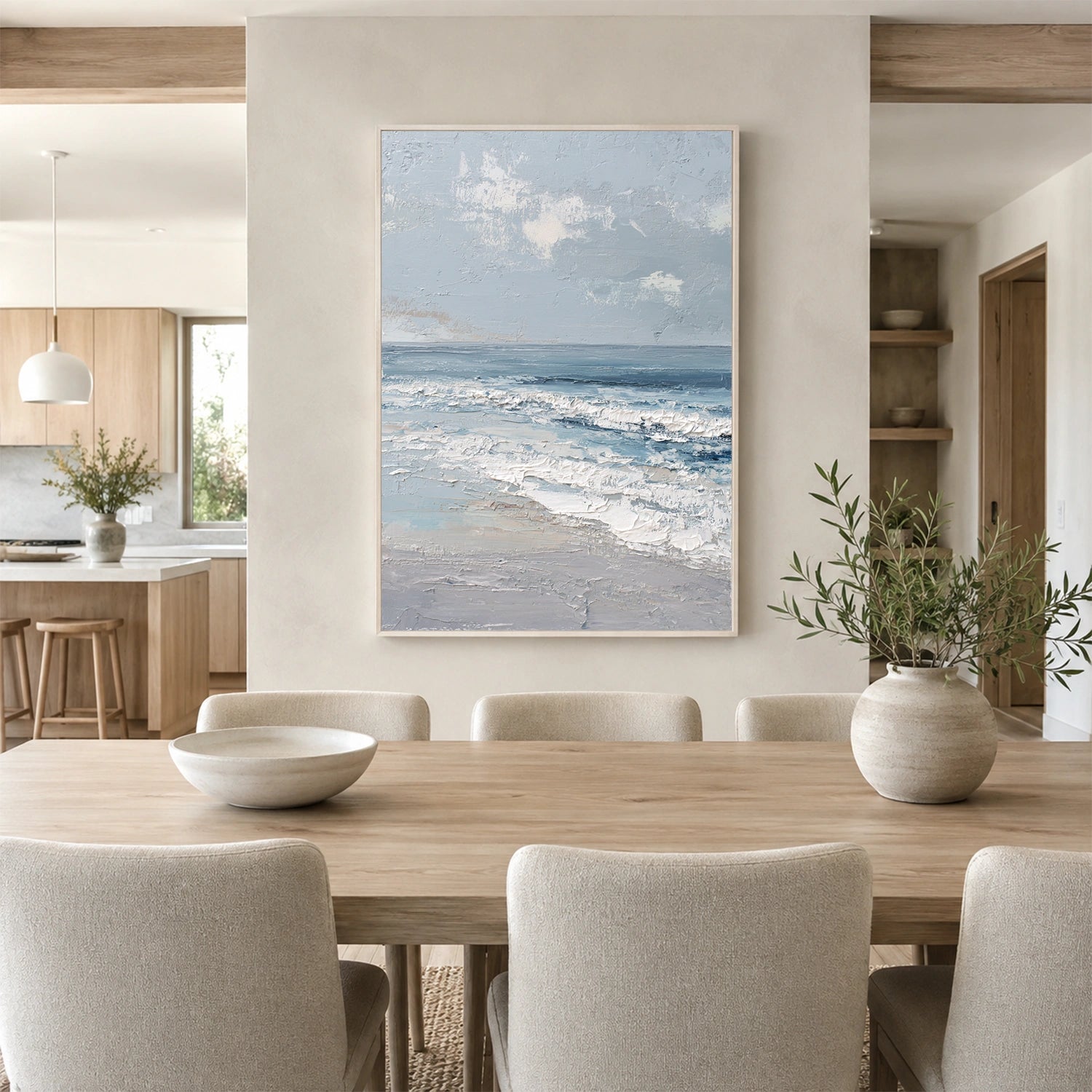 Sky And Ocean Abstract Textured Wall Art #SO440