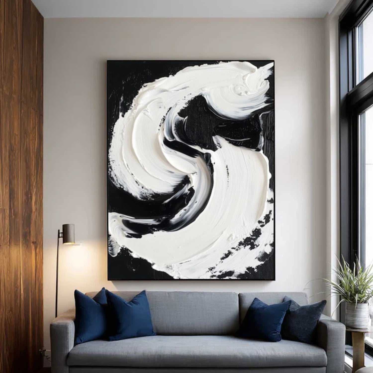 Black and White Minimalist Textured Canvas Art #BT091