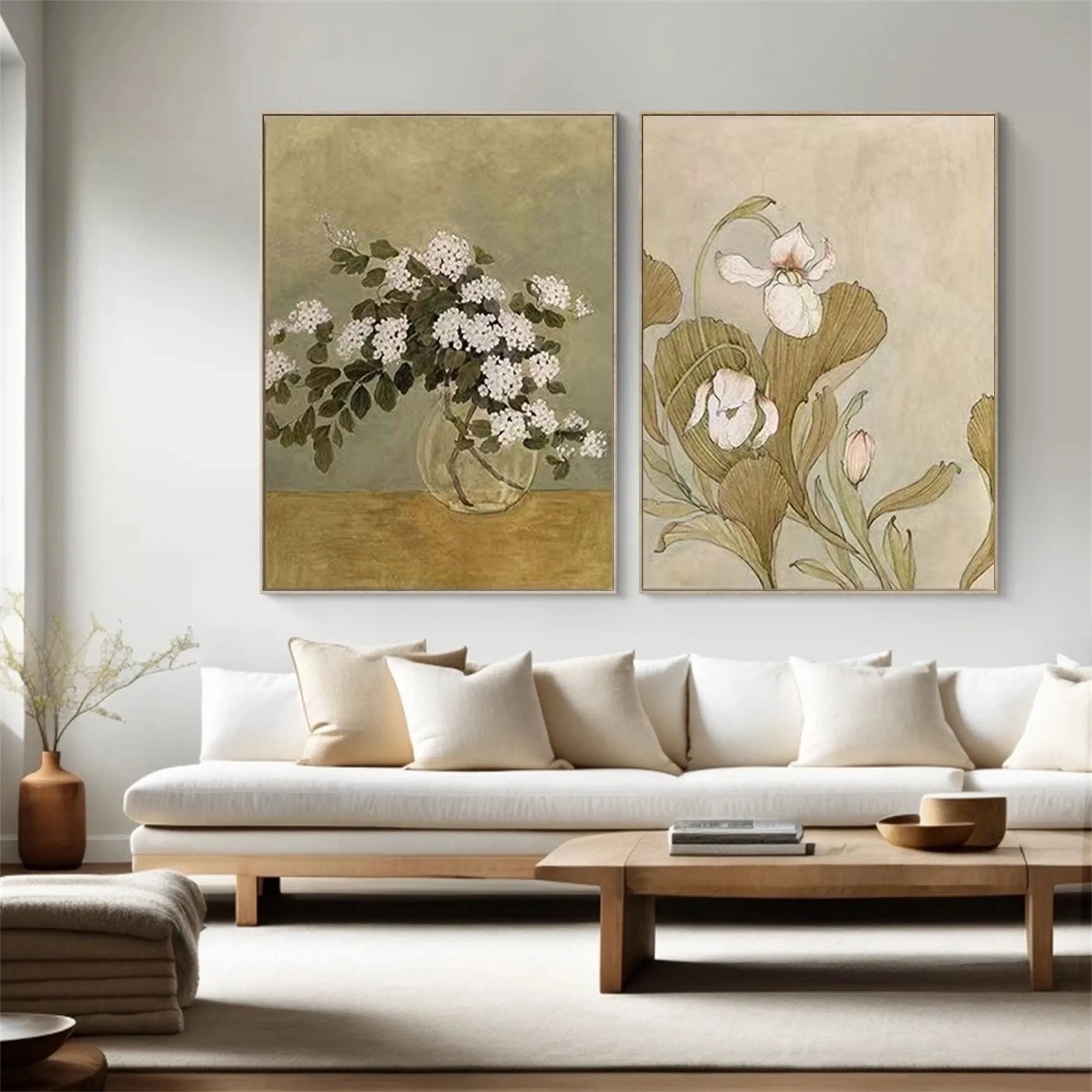 Colorful Tree And Flower Painting Set of 2 #TF045