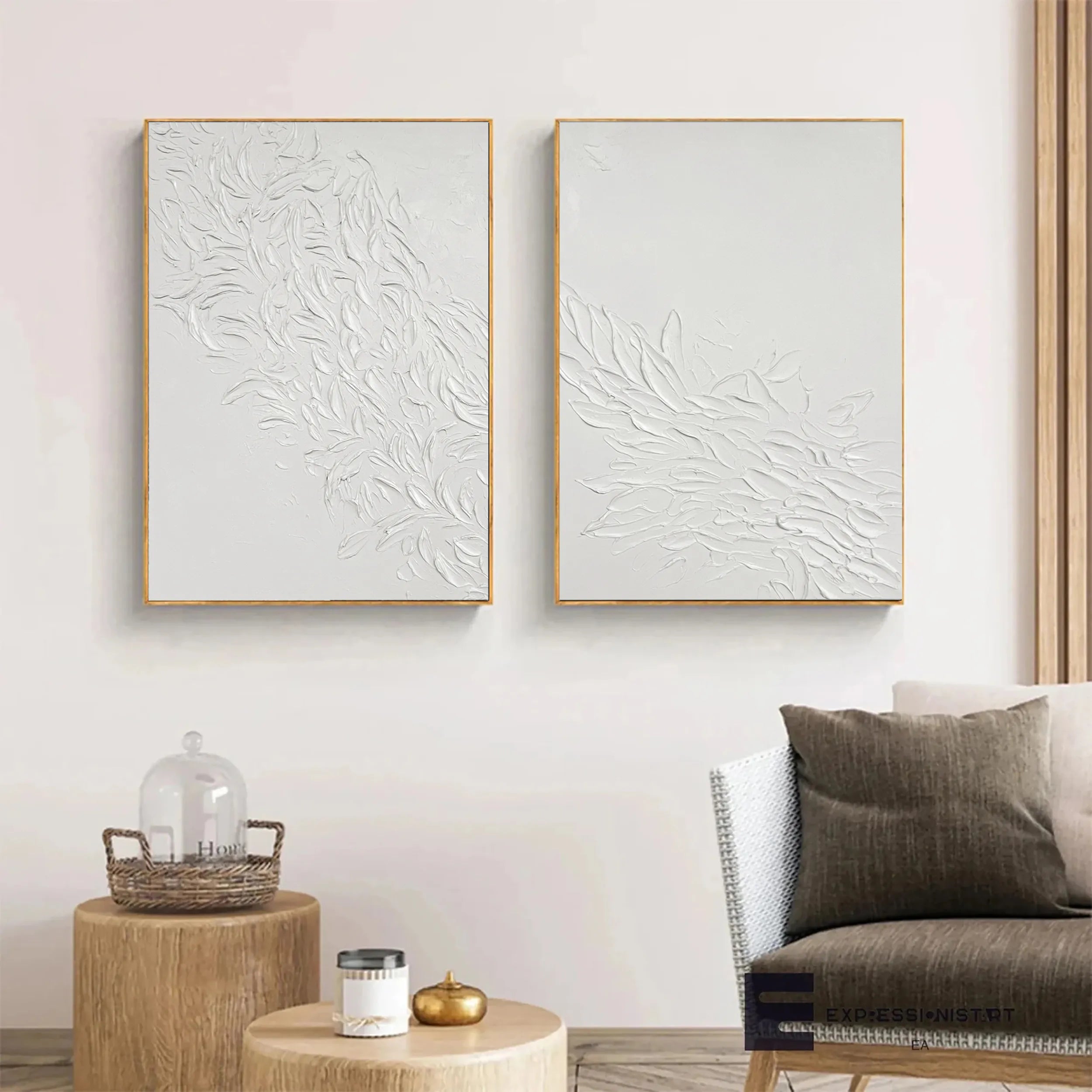 White Tree And Flower Painting Set of 2 #TF024