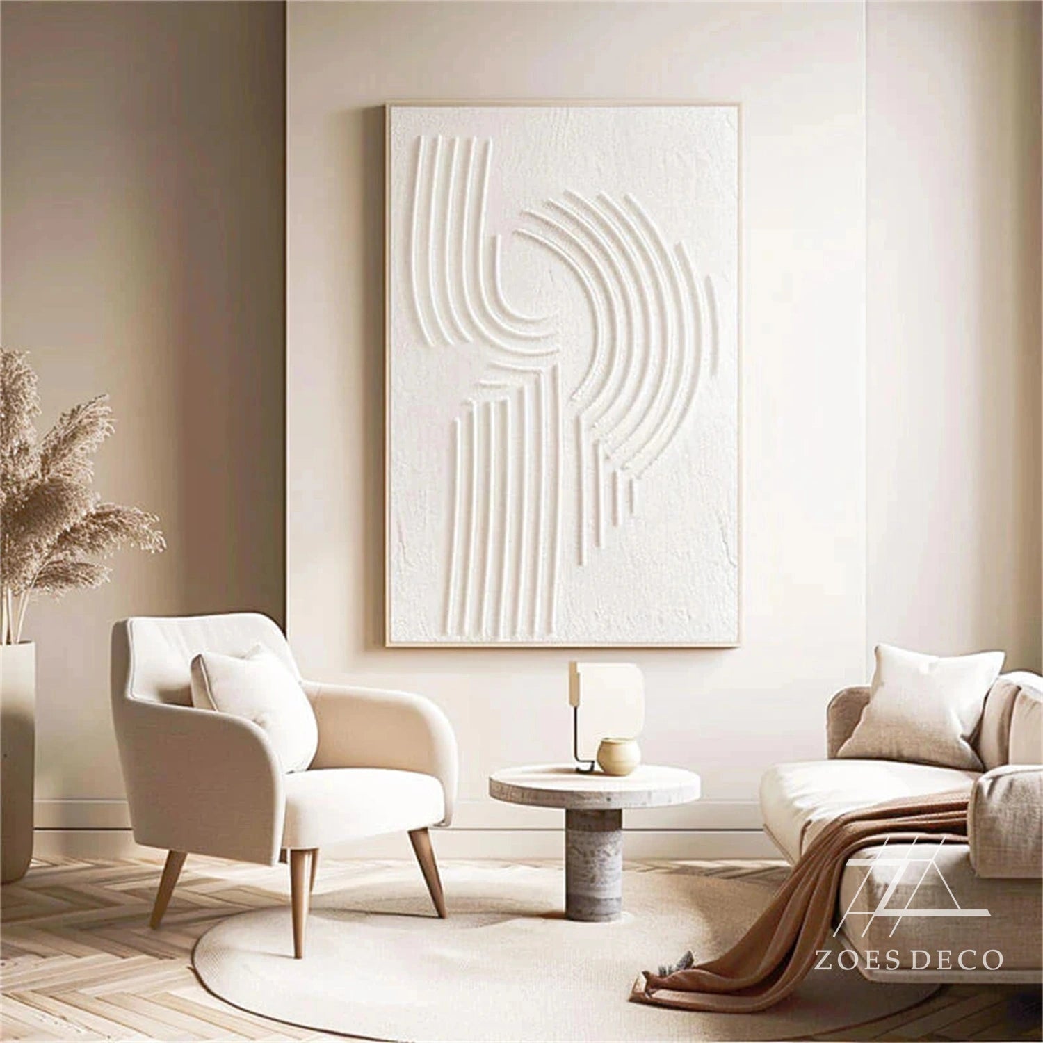 White Textured Minimalist Wall Art #WT177