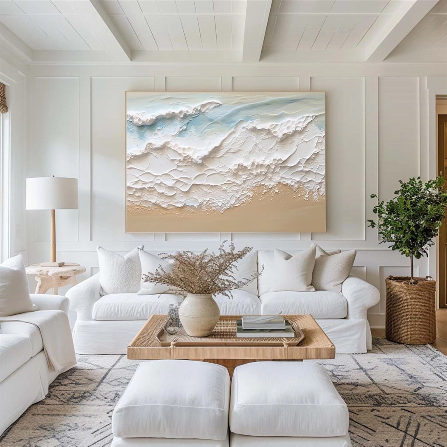 Sky And Ocean Abstract Textured Wall Art #SO273
