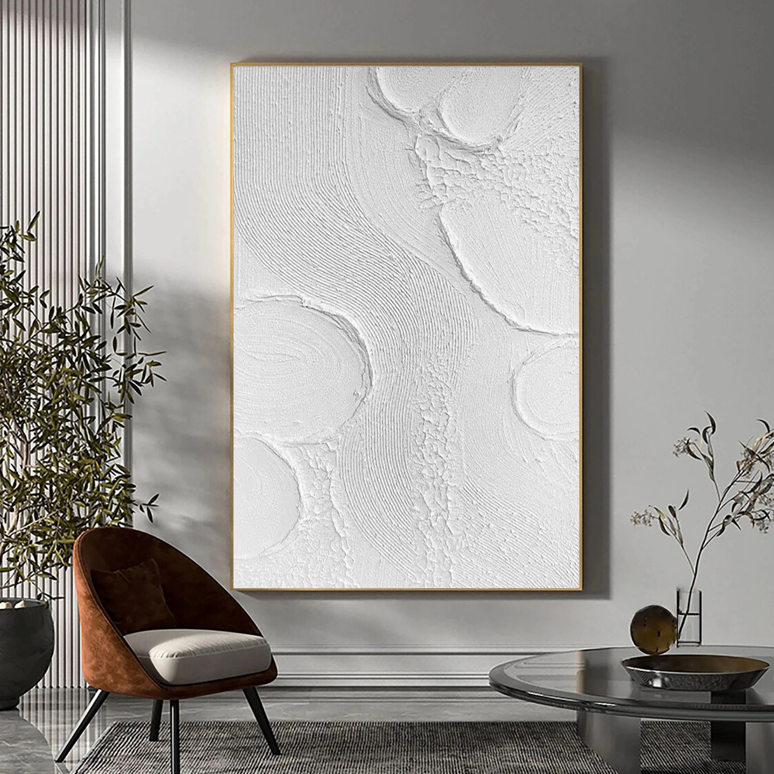 White Textured Minimalist Wall Art #WT061