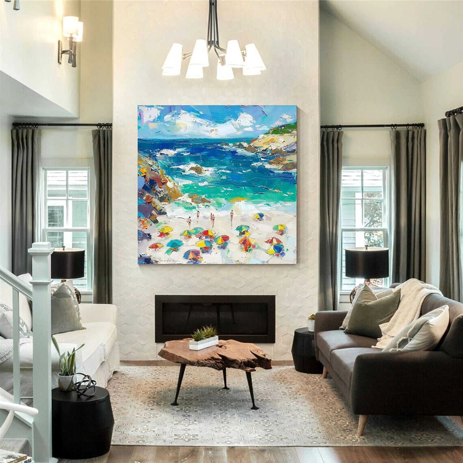 Sky And Ocean Abstract Textured Wall Art #SO260