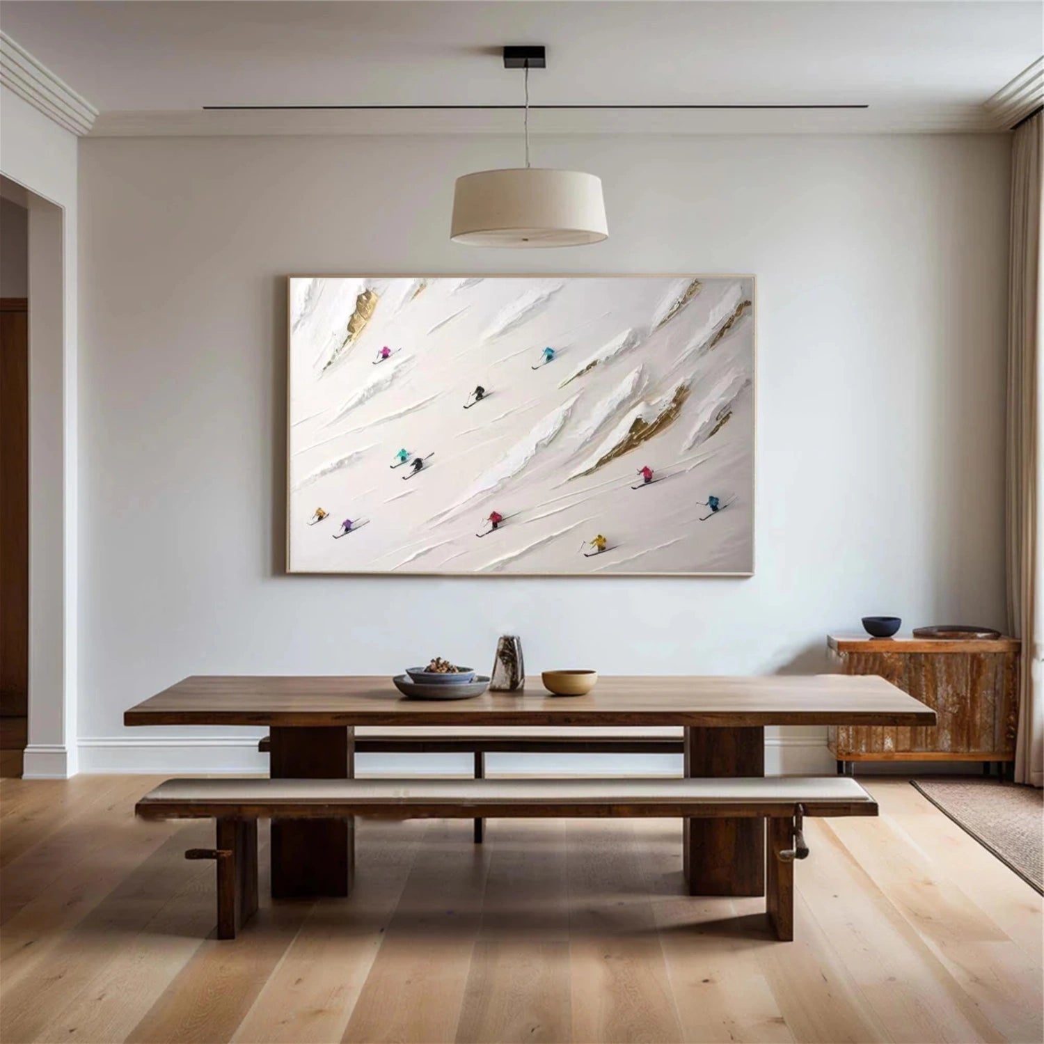 Skiing Sport Textured Wall Art #BA016