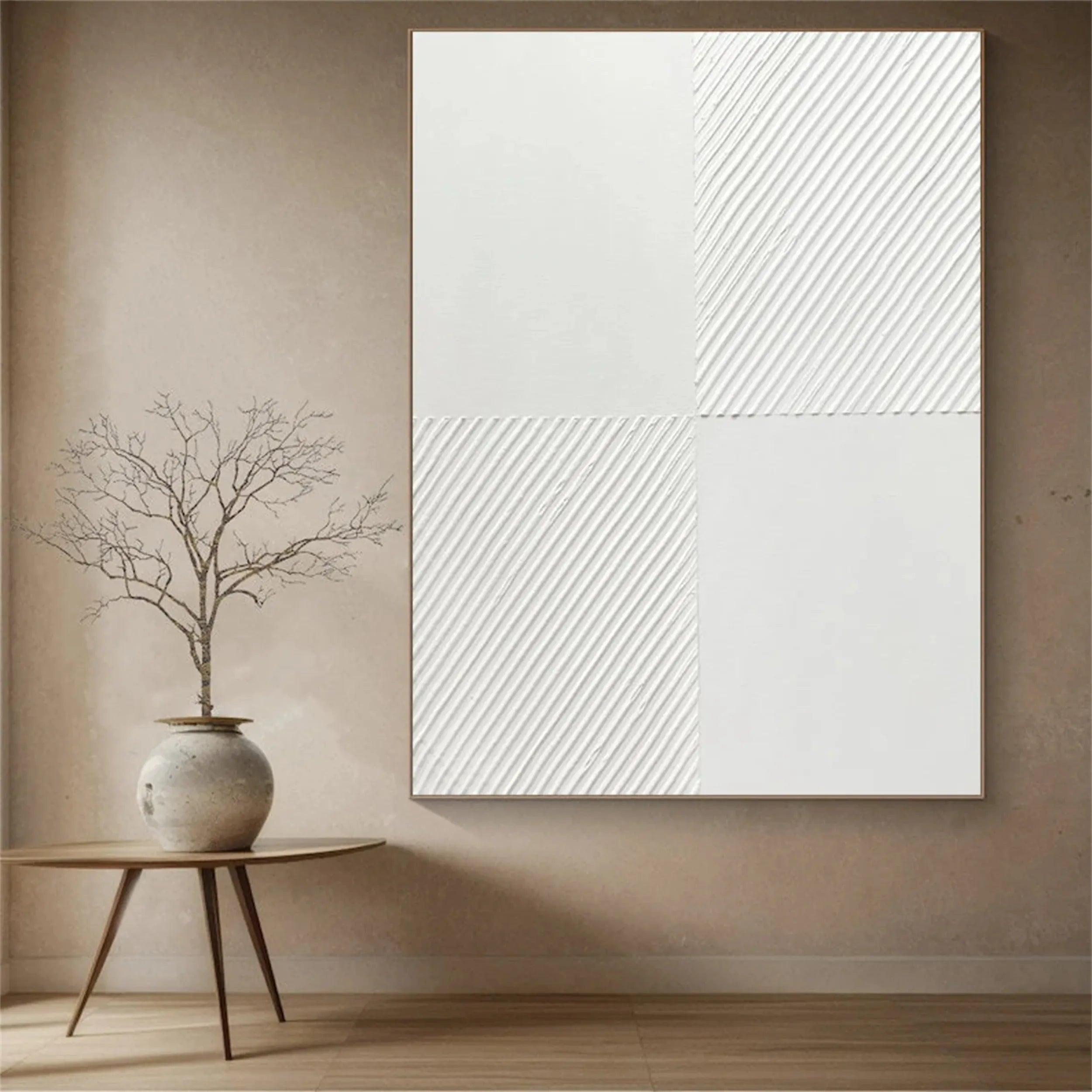 White Textured Minimalist Wall Art #WT103